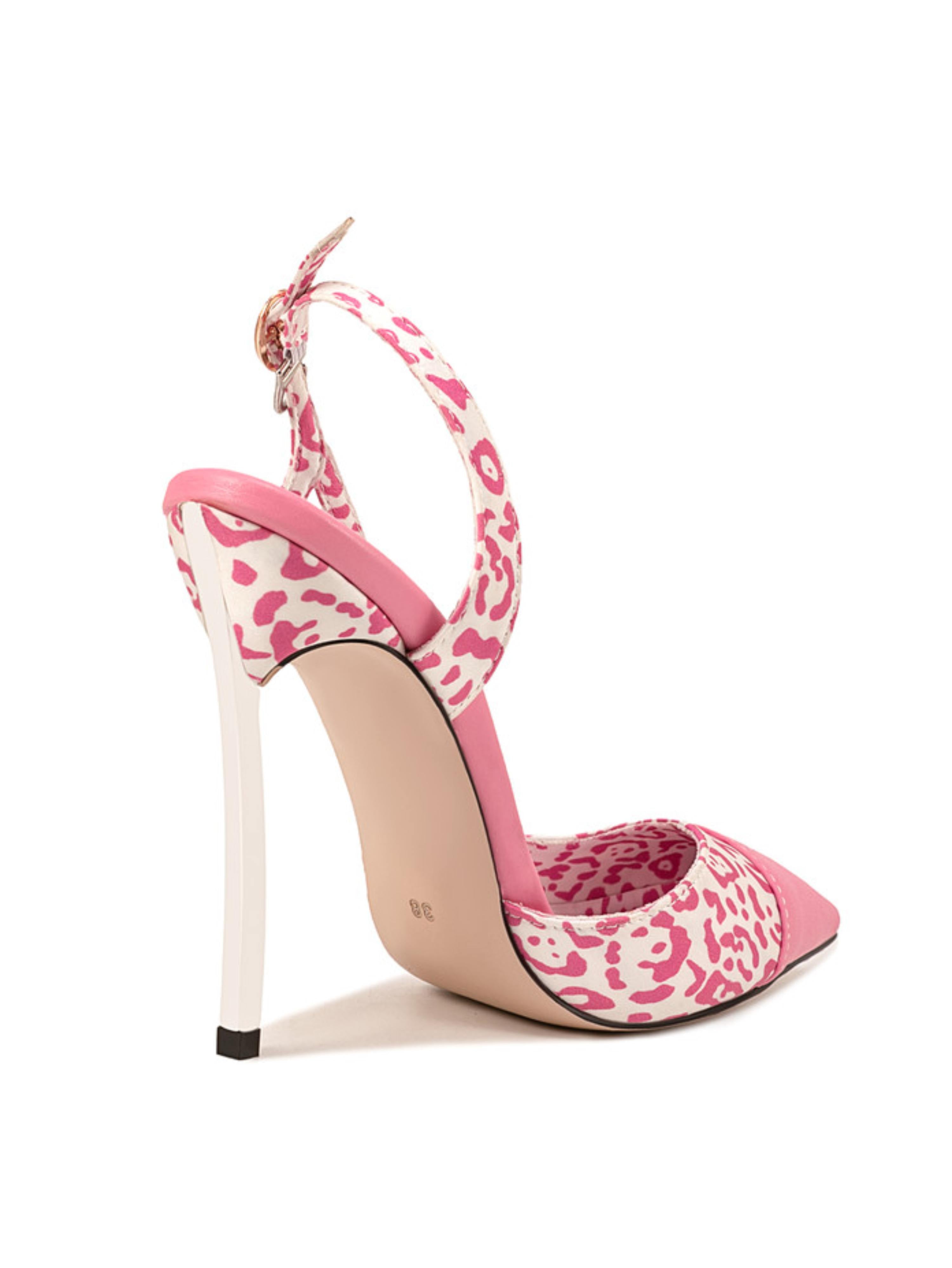 Gorgeous Animal Print Slingback Stiletto Pink Sandals for Women