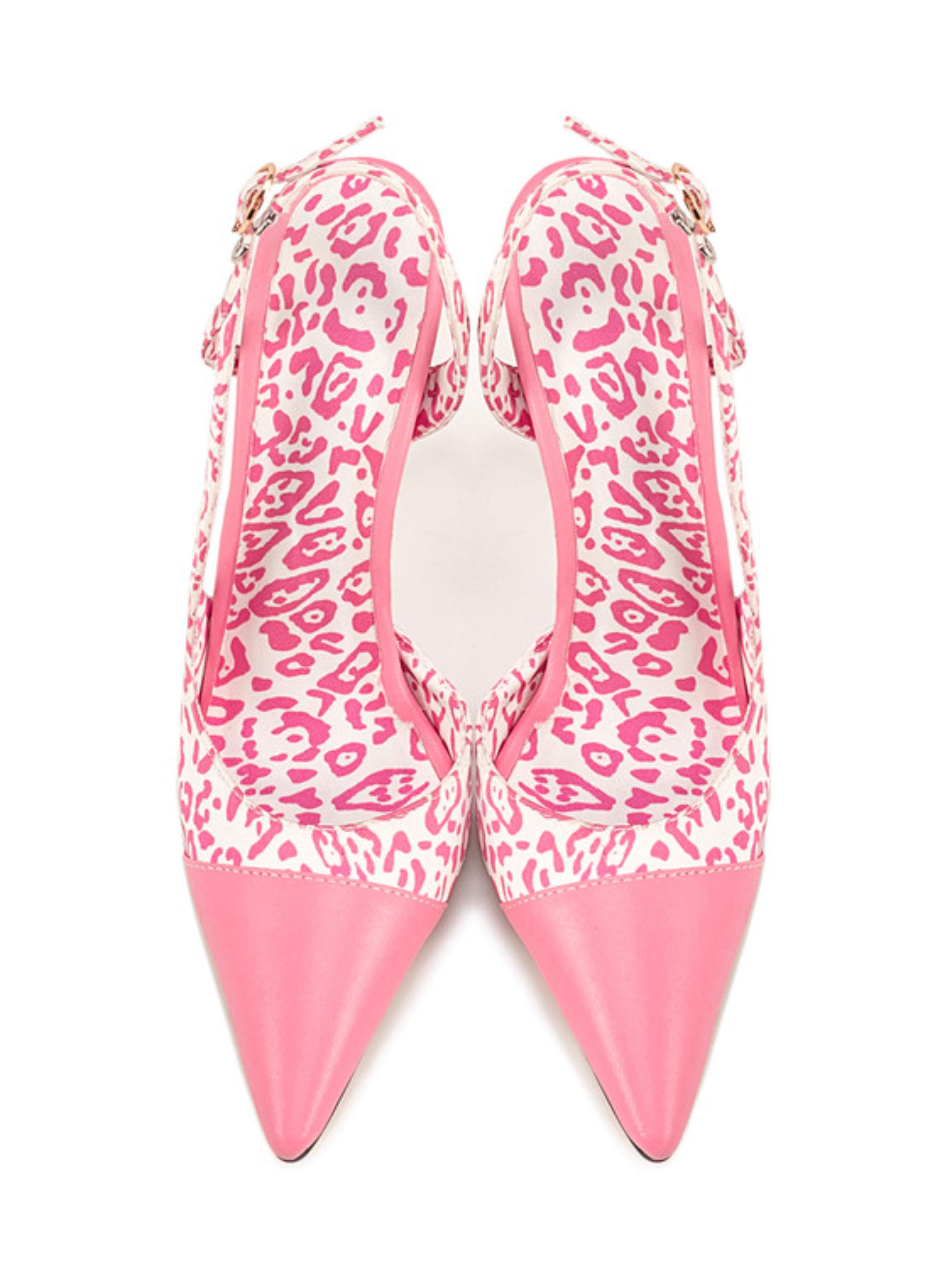Gorgeous Animal Print Slingback Stiletto Pink Sandals for Women