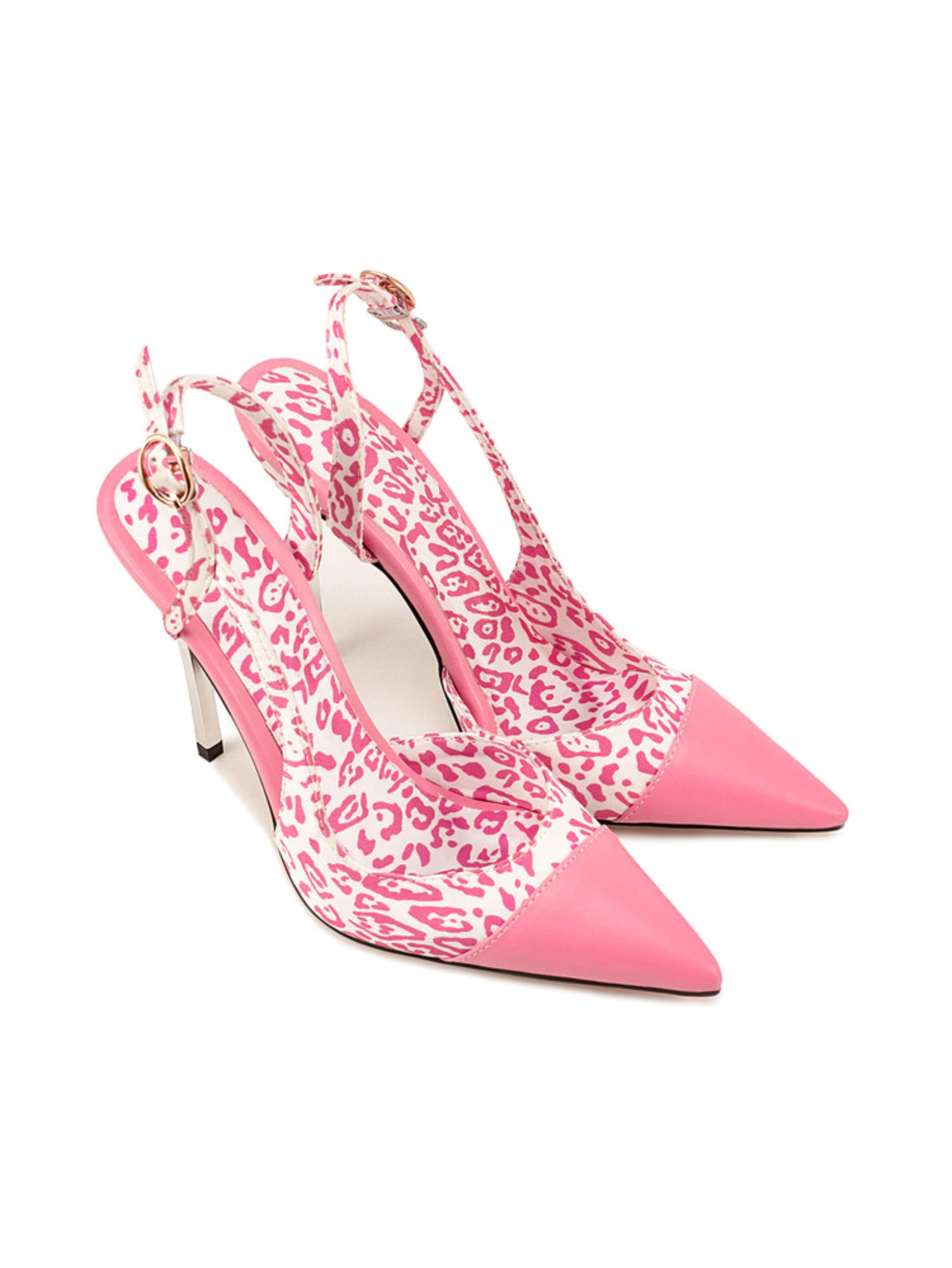 Gorgeous Animal Print Slingback Stiletto Pink Sandals for Women