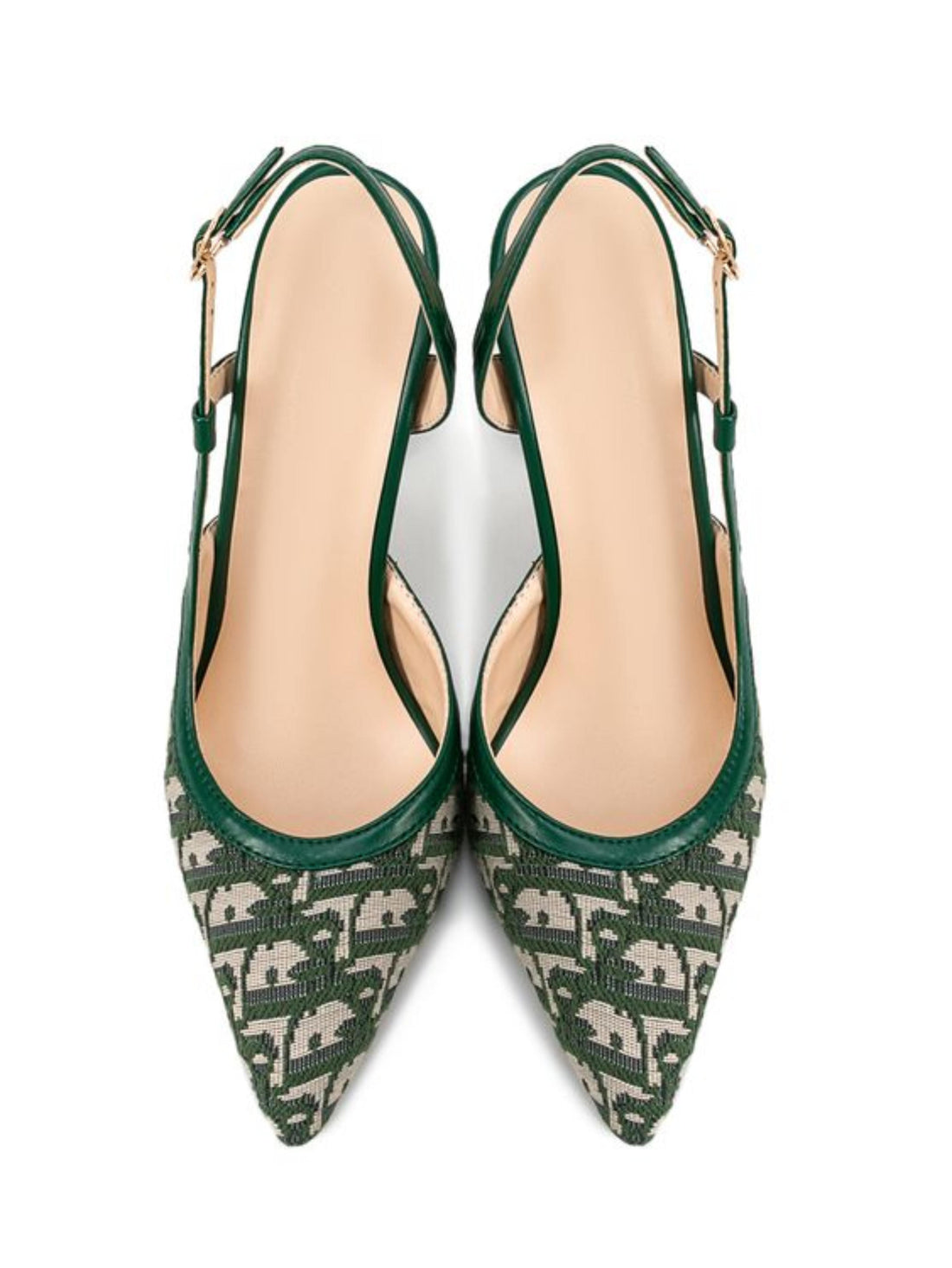 Emerald Patterned Slingback Women Heeled Sandals