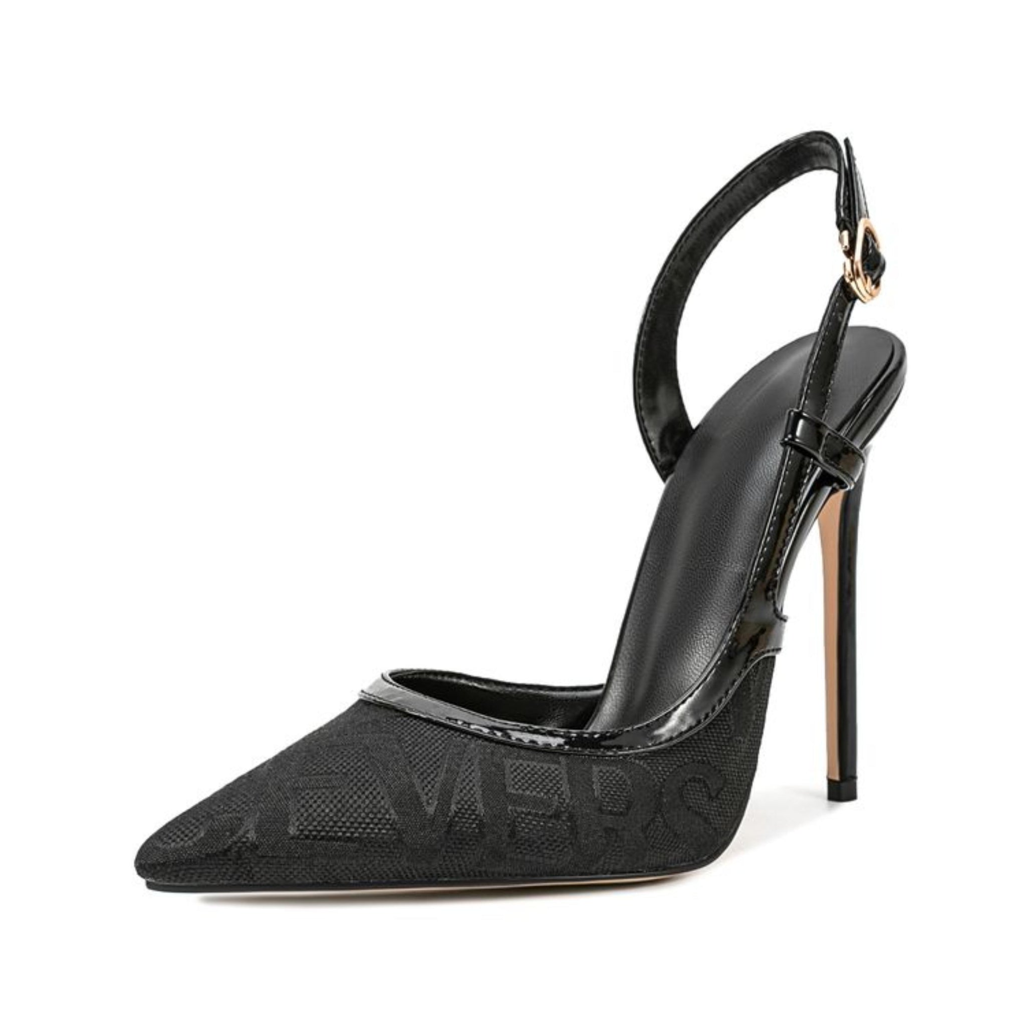 Signature-Inspired Print Heels Sandals for Women Black