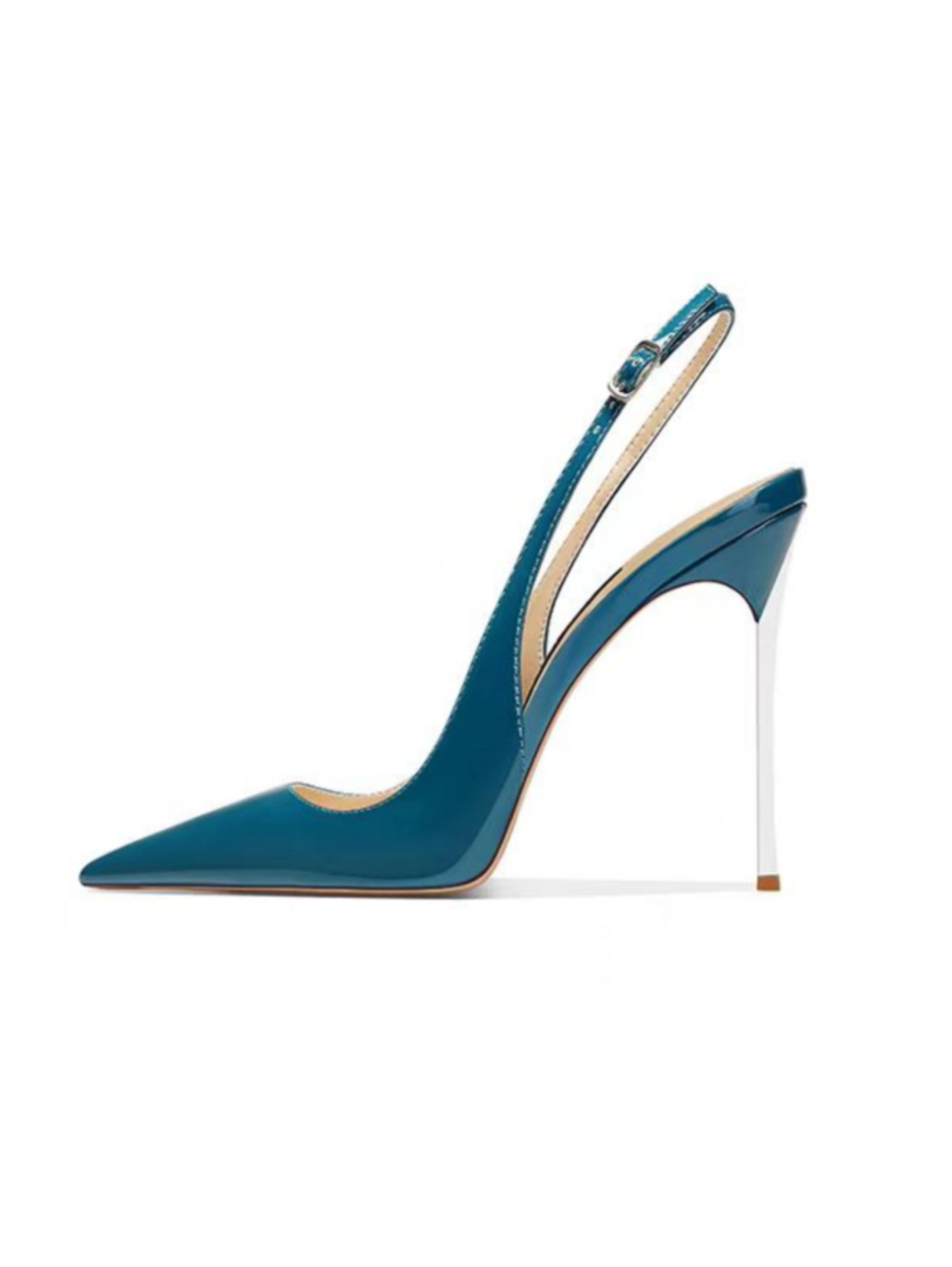 Teal high-heeled sandal