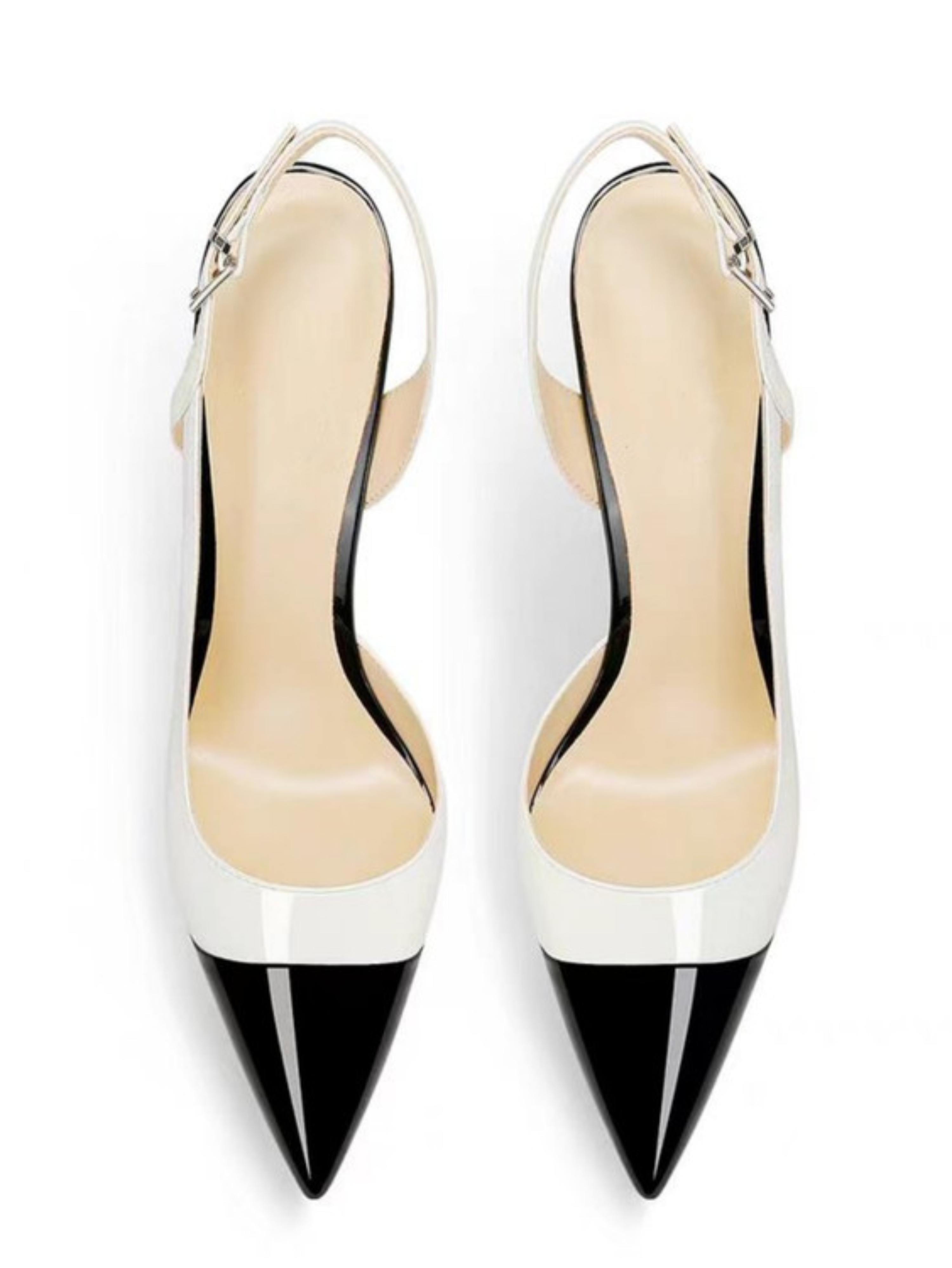 Monochrome Elegant Slingback Woman Sandals