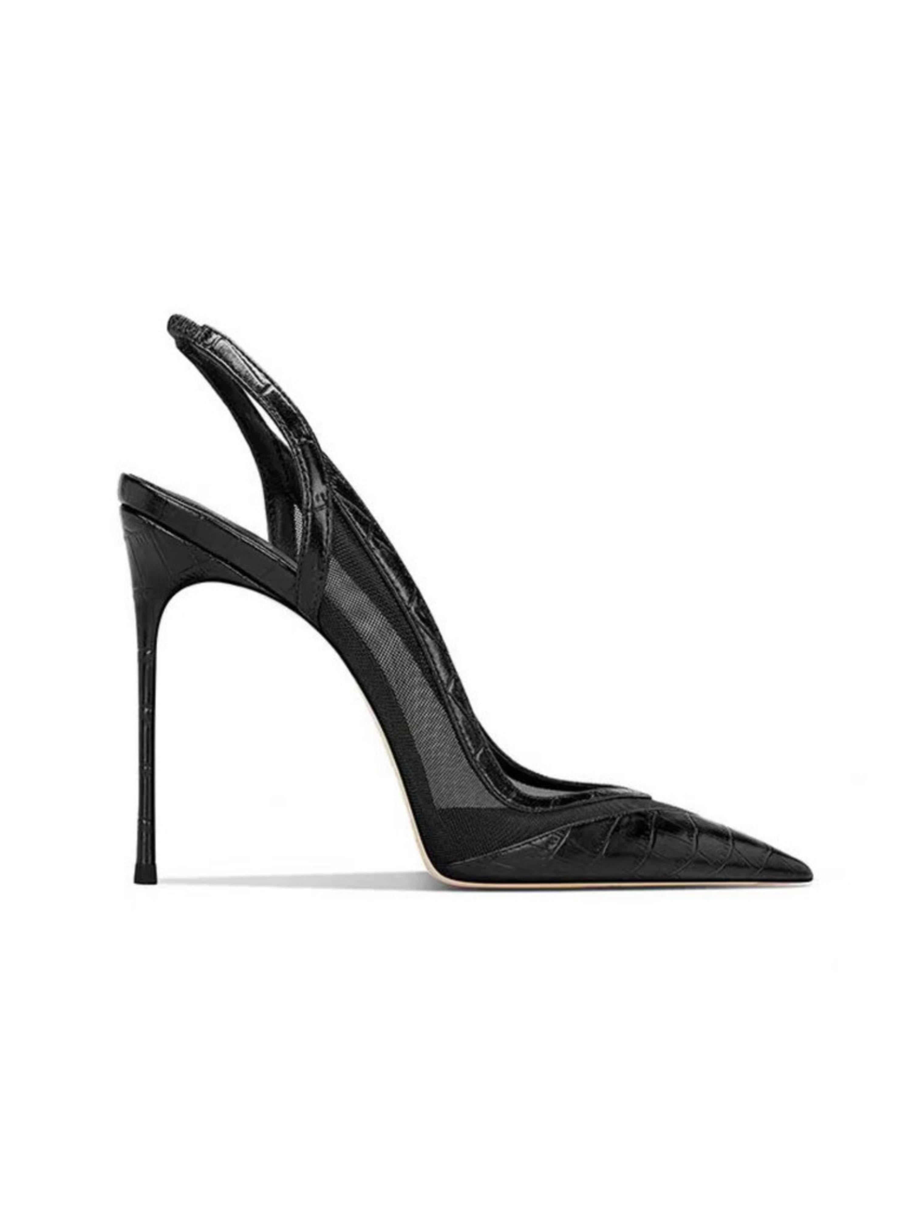 Runway Edge Pointed-Toe Women Black Sandals