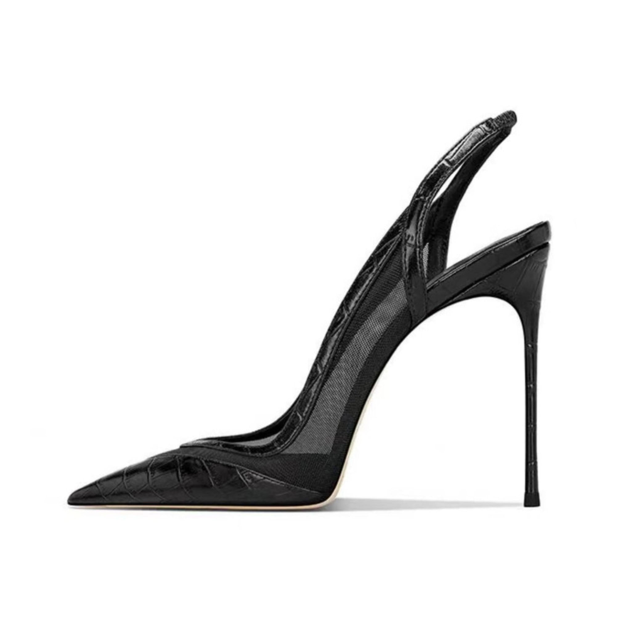Black high-heeled shoe