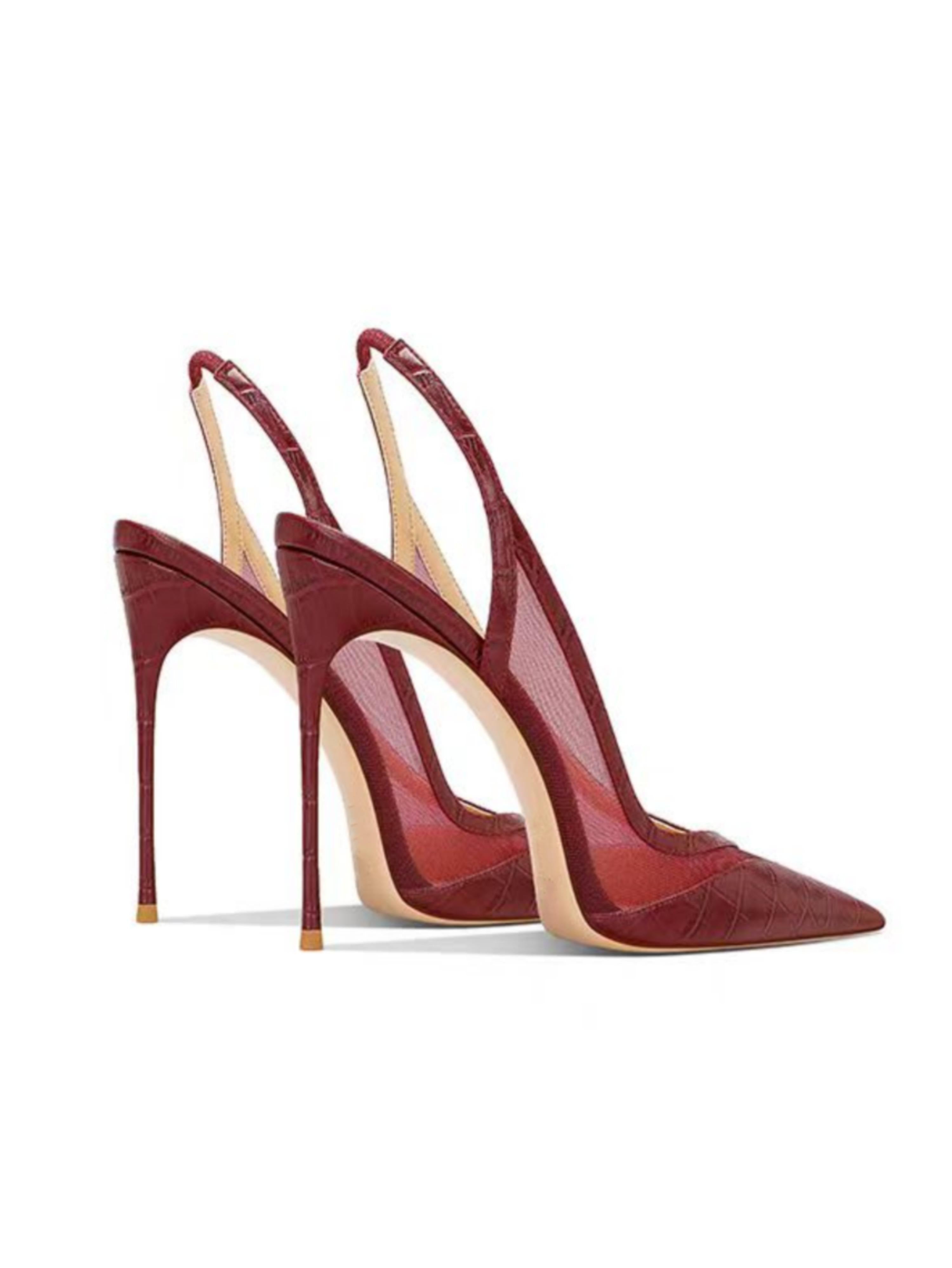 Sculpted Elegance Slingback Red Sandals for Women