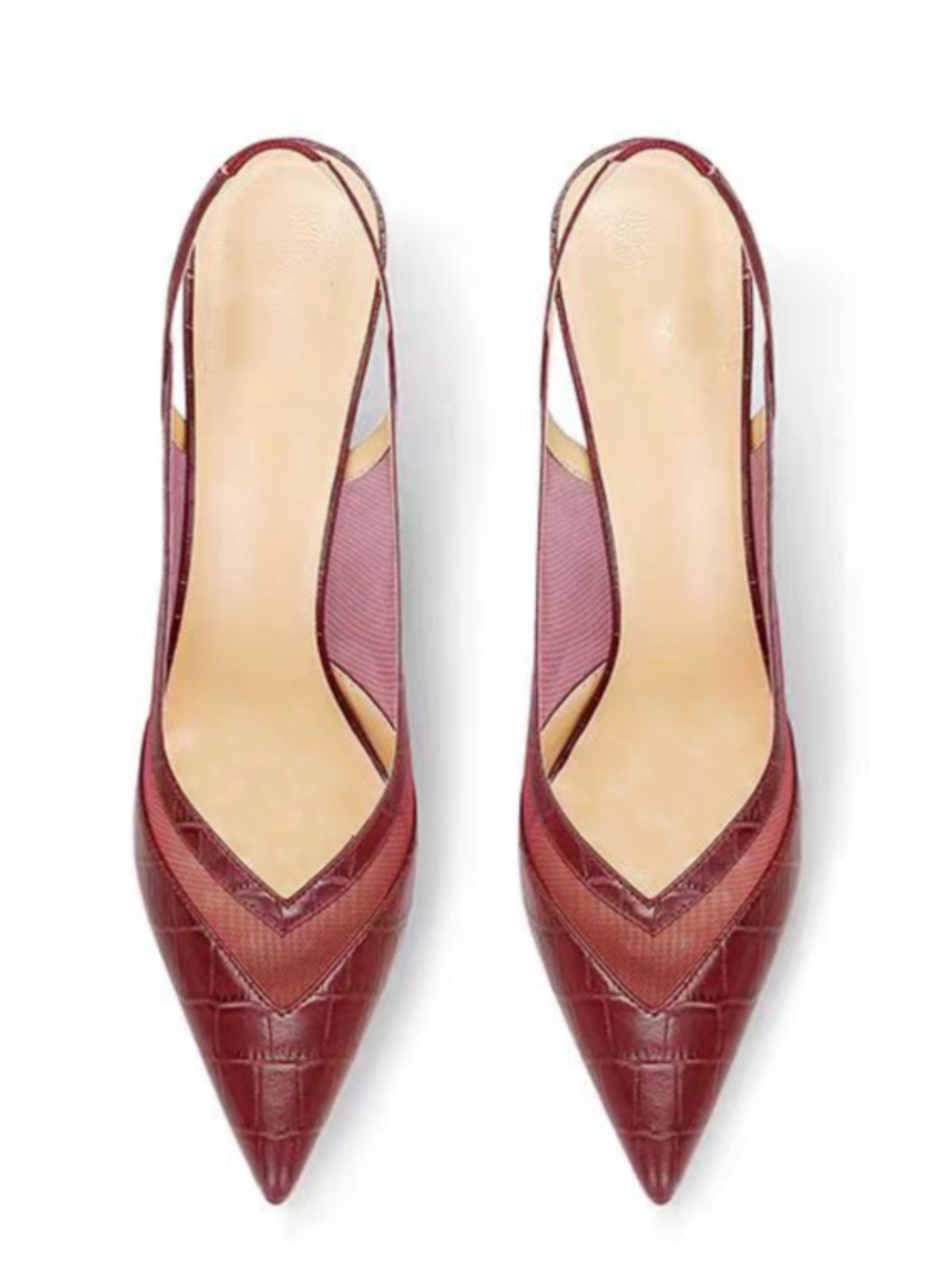 Sculpted Elegance Slingback Red Sandals for Women