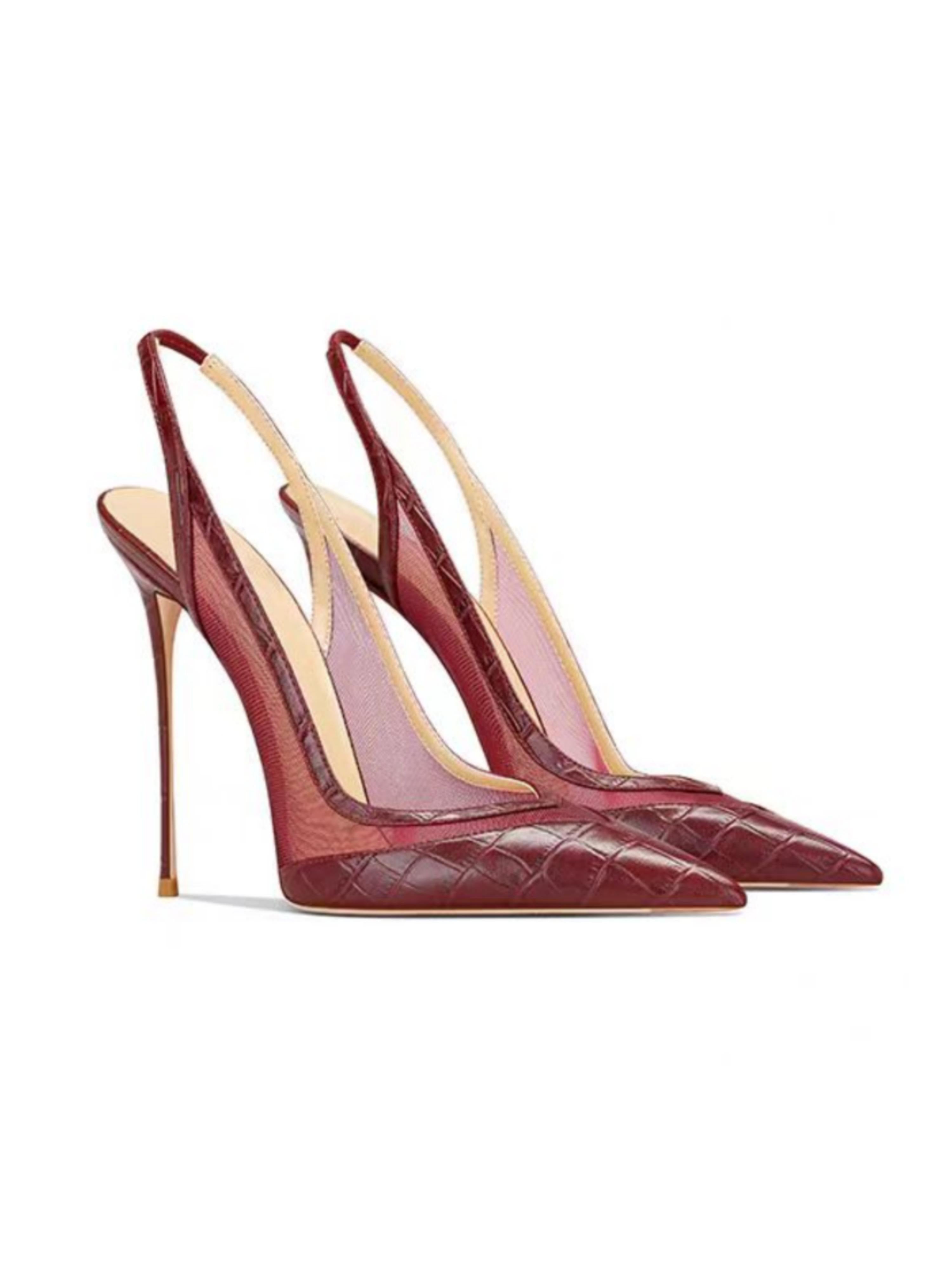 Sculpted Elegance Slingback Red Sandals for Women