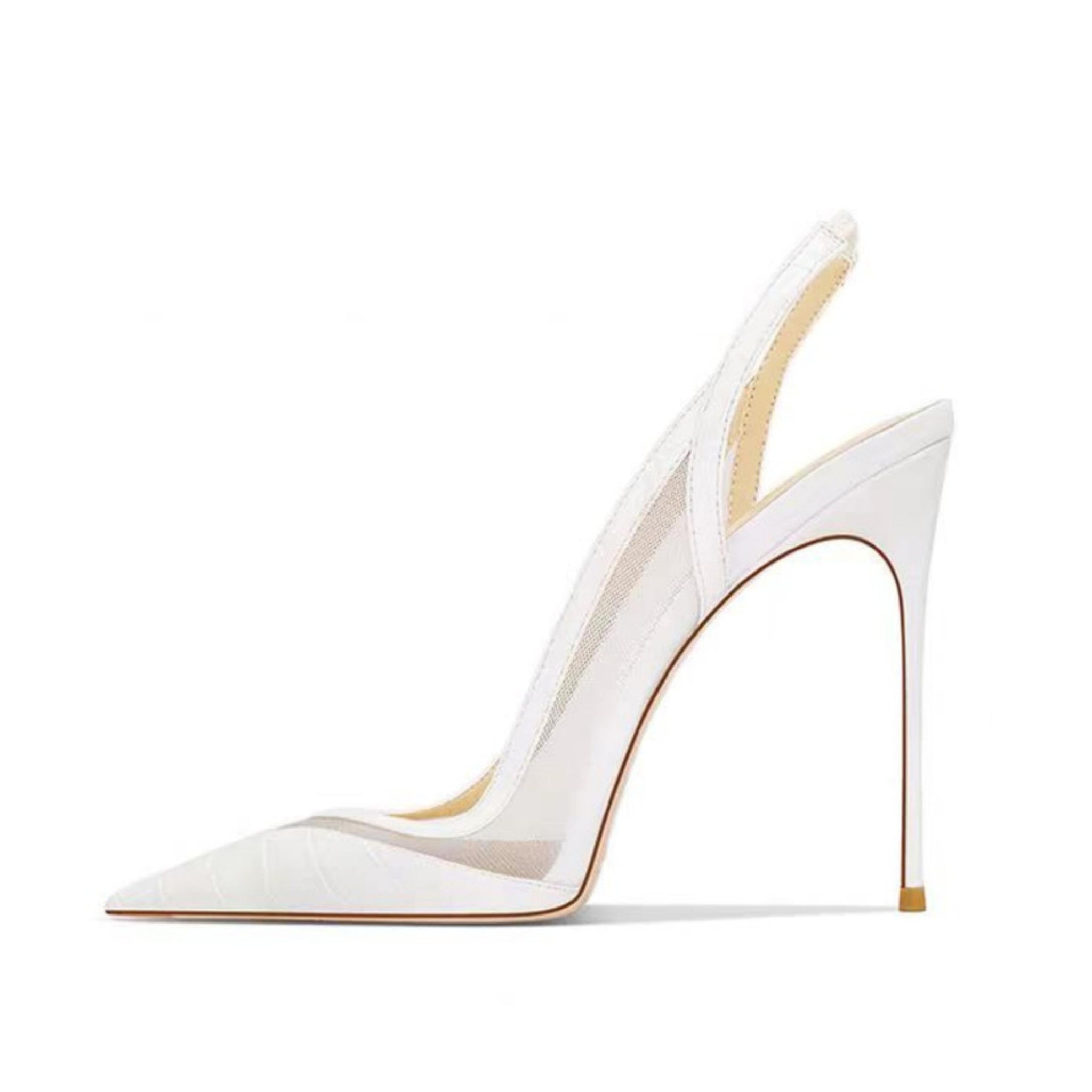 White high-heeled shoes