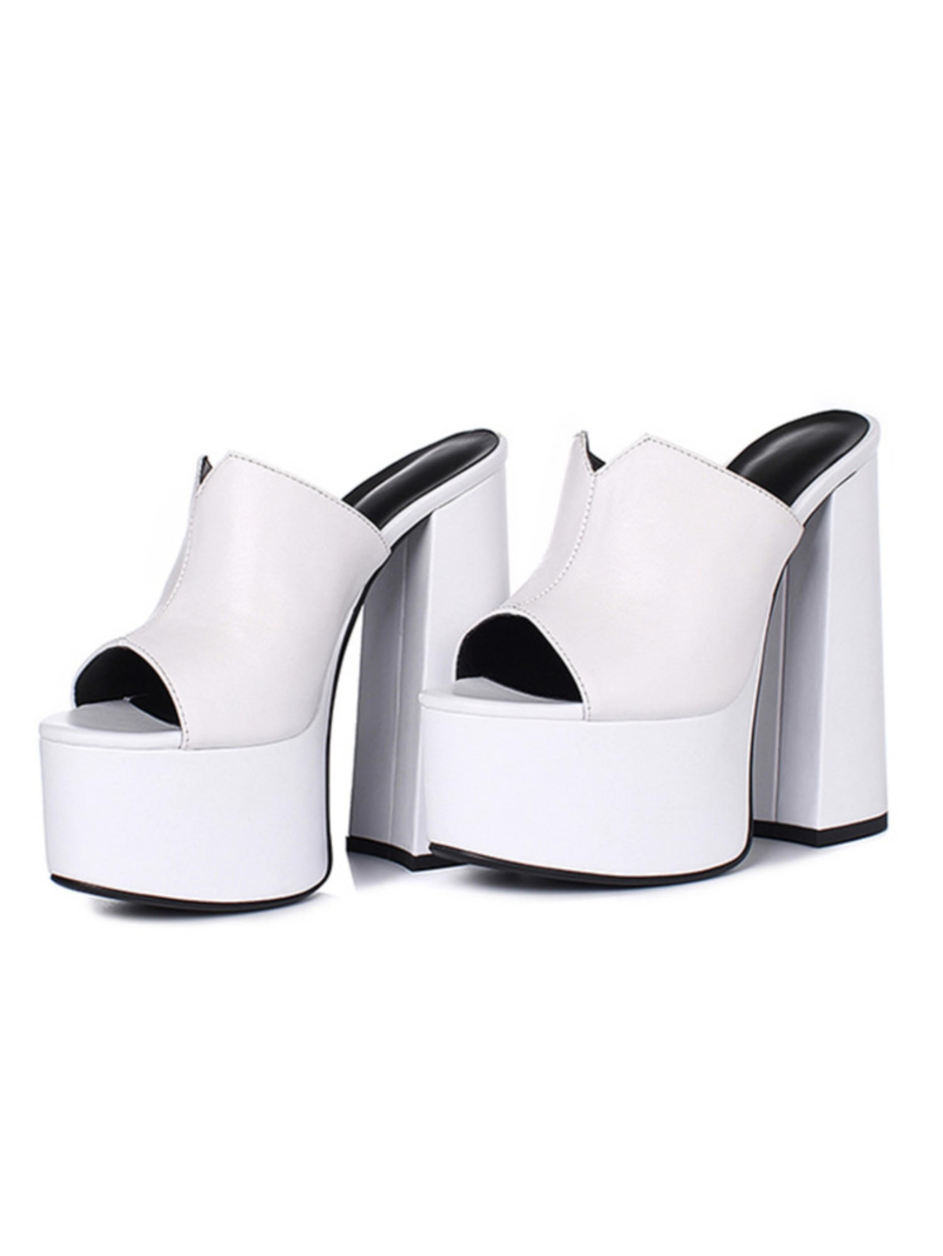 White Retro Mule Sandals for Women Platform