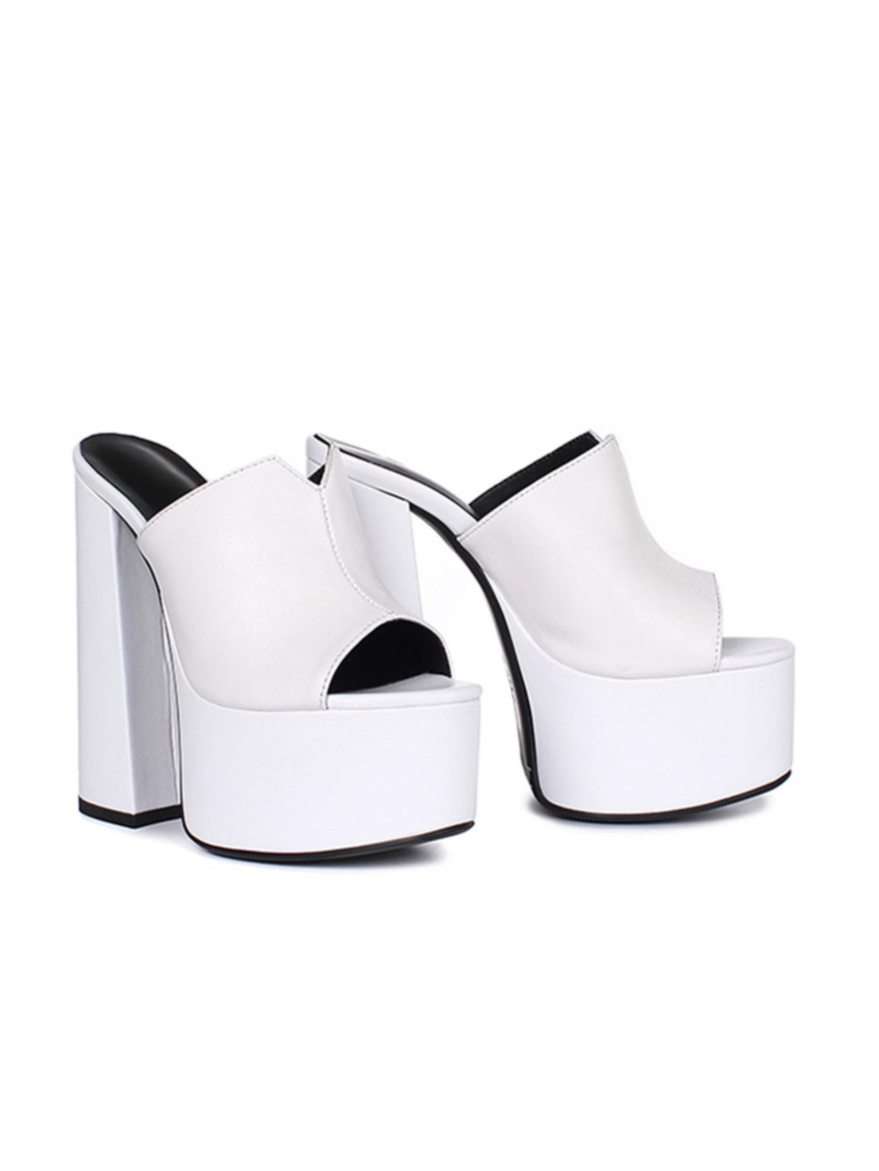 White Retro Mule Sandals for Women Platform