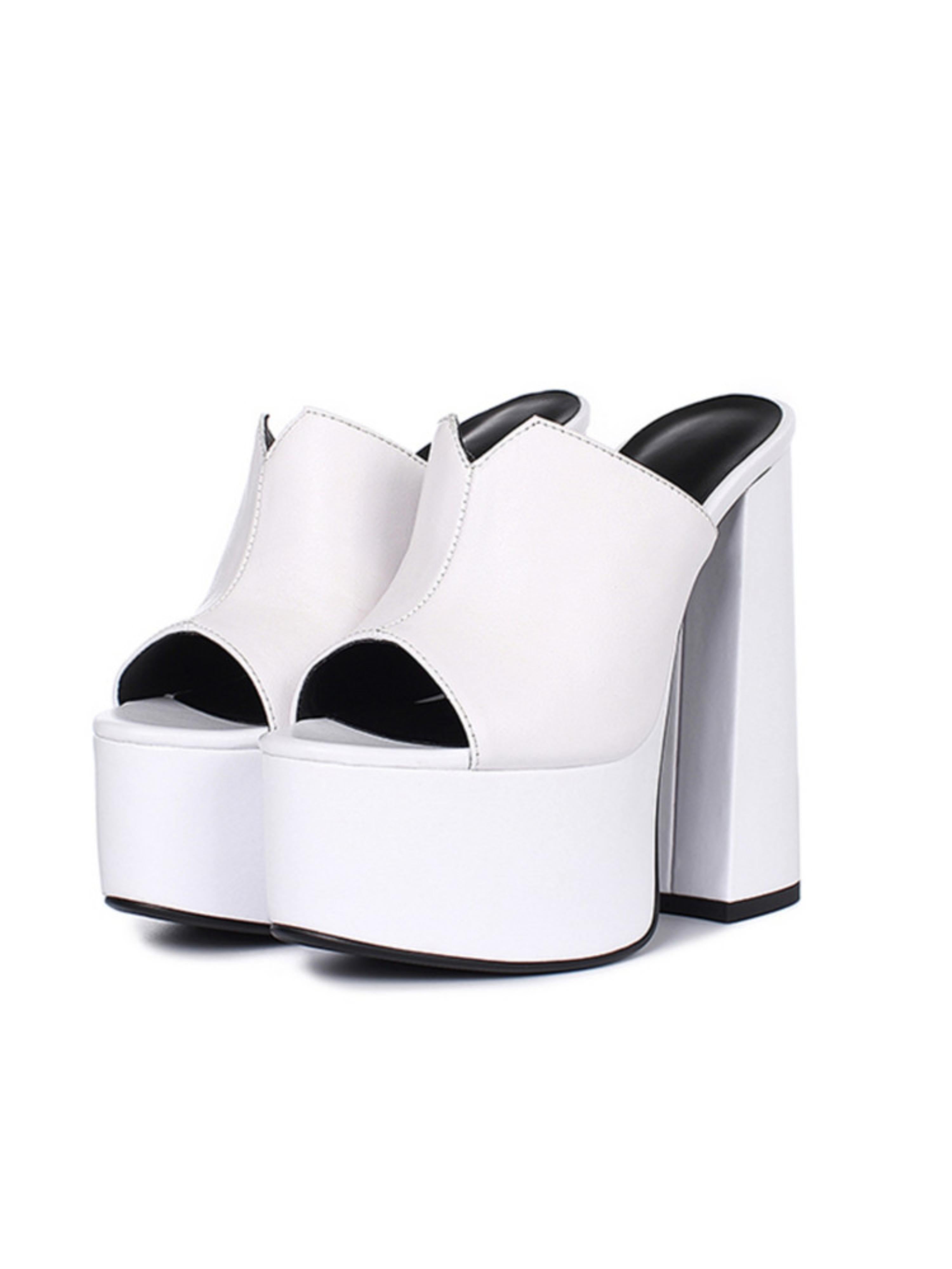 White Retro Mule Sandals for Women Platform