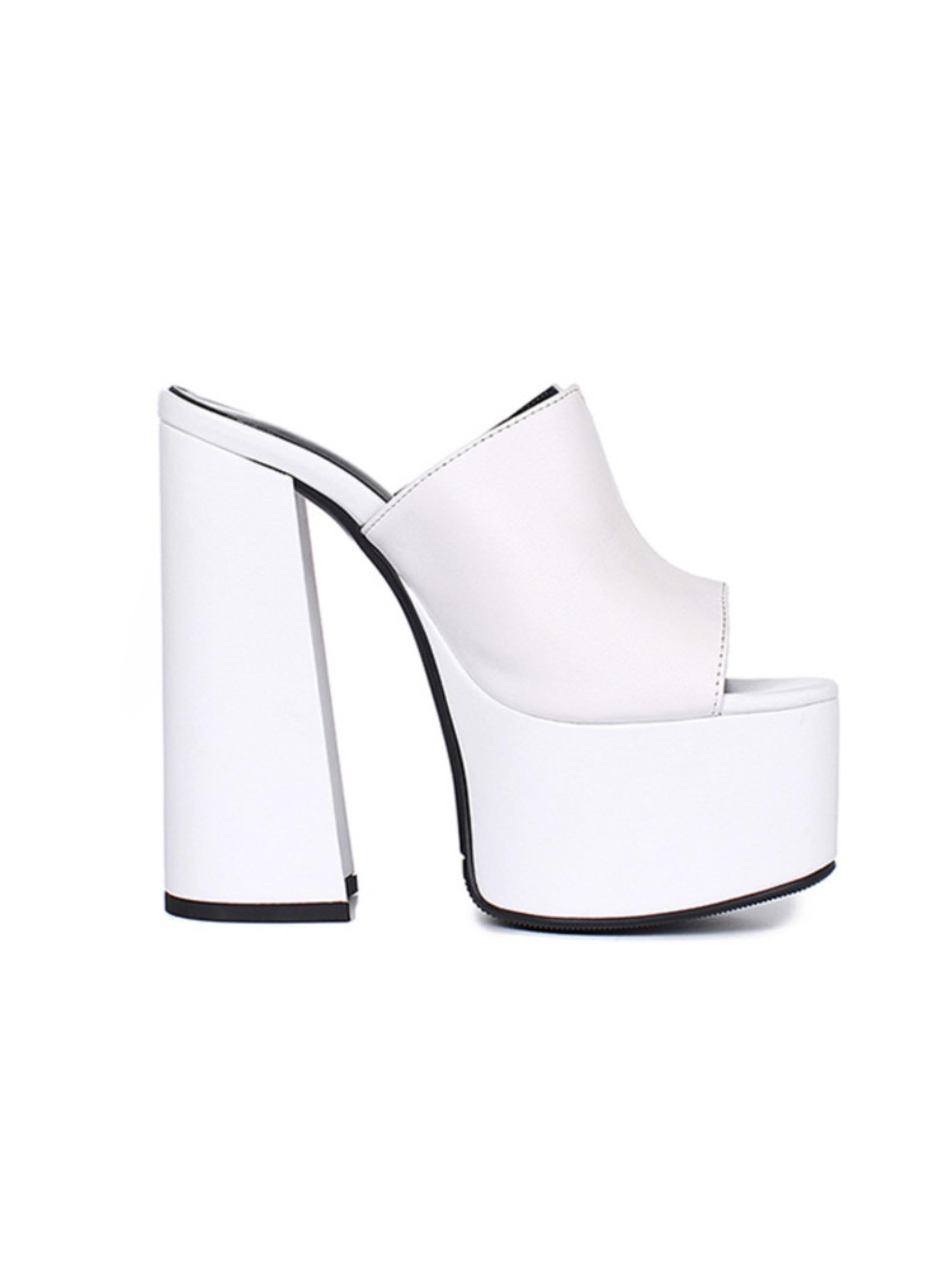 White Retro Mule Sandals for Women Platform