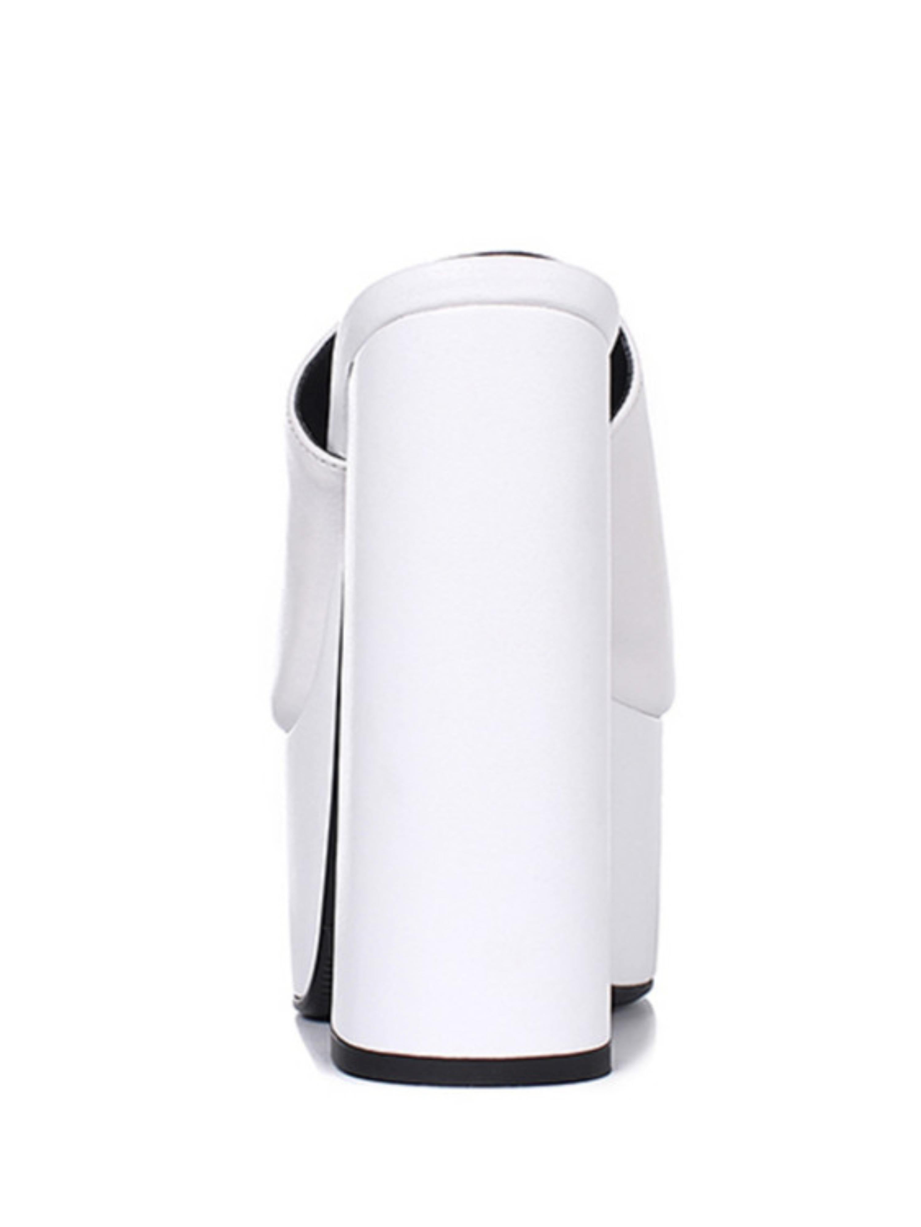 White Retro Mule Sandals for Women Platform