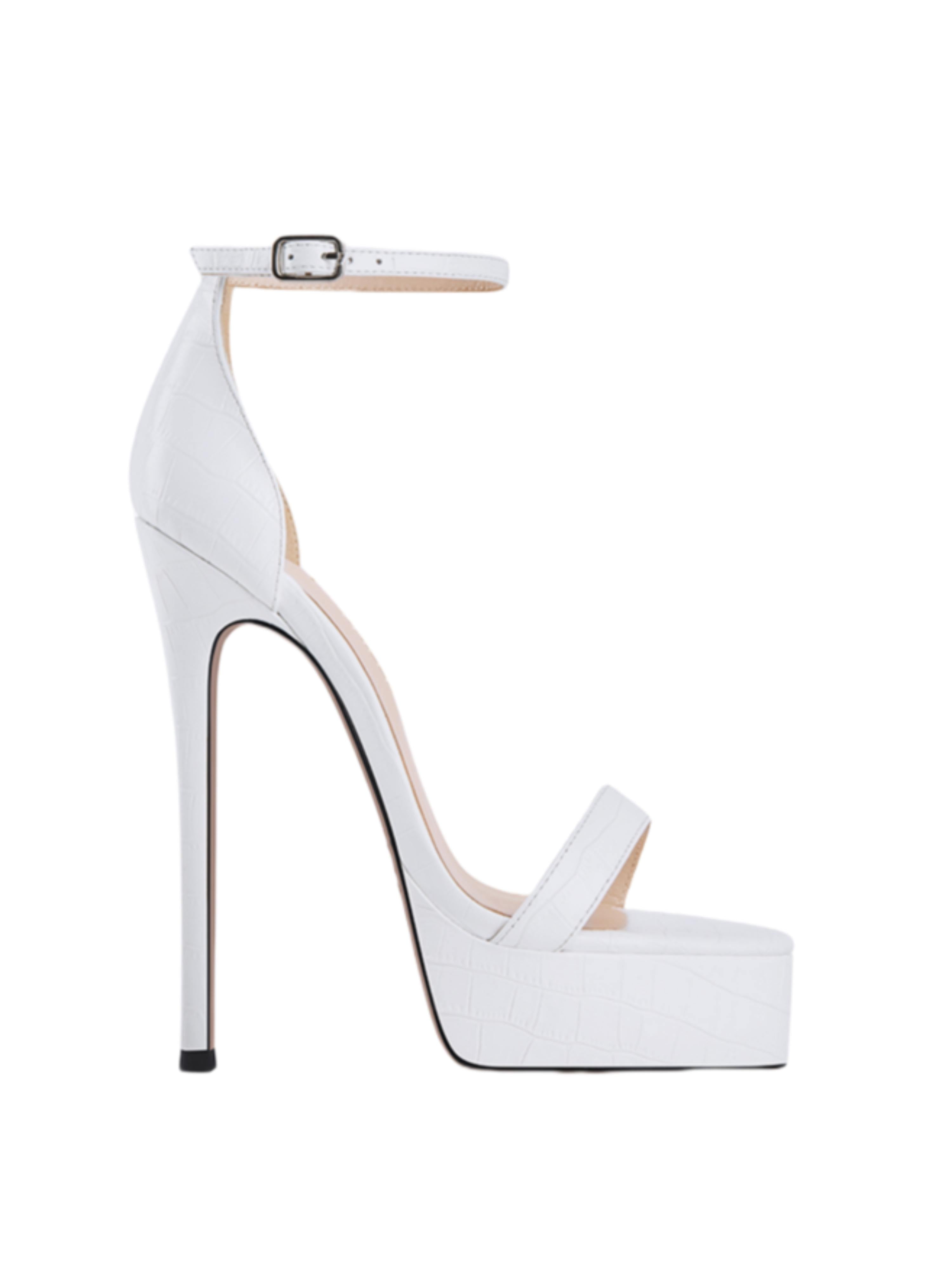 White High Platform Women Heeled Sandals