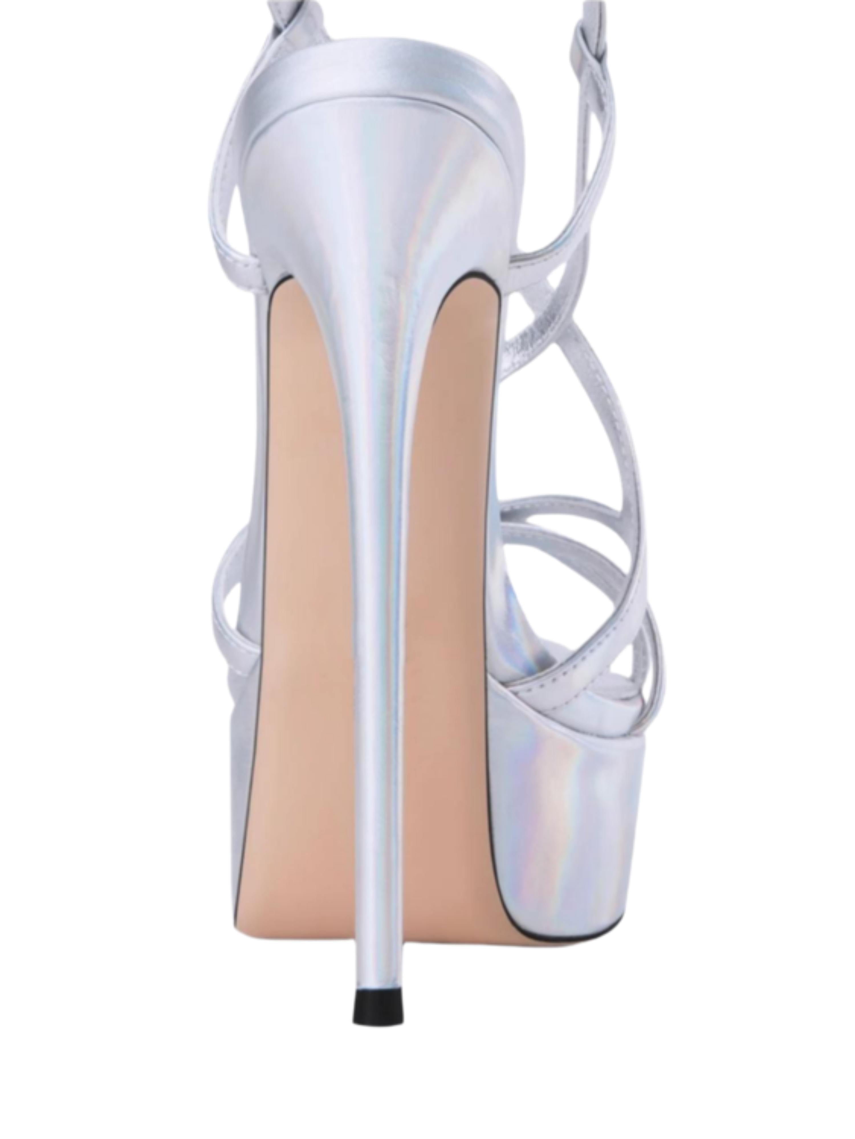 Futuristic Party Glam Silver Sandals for Women