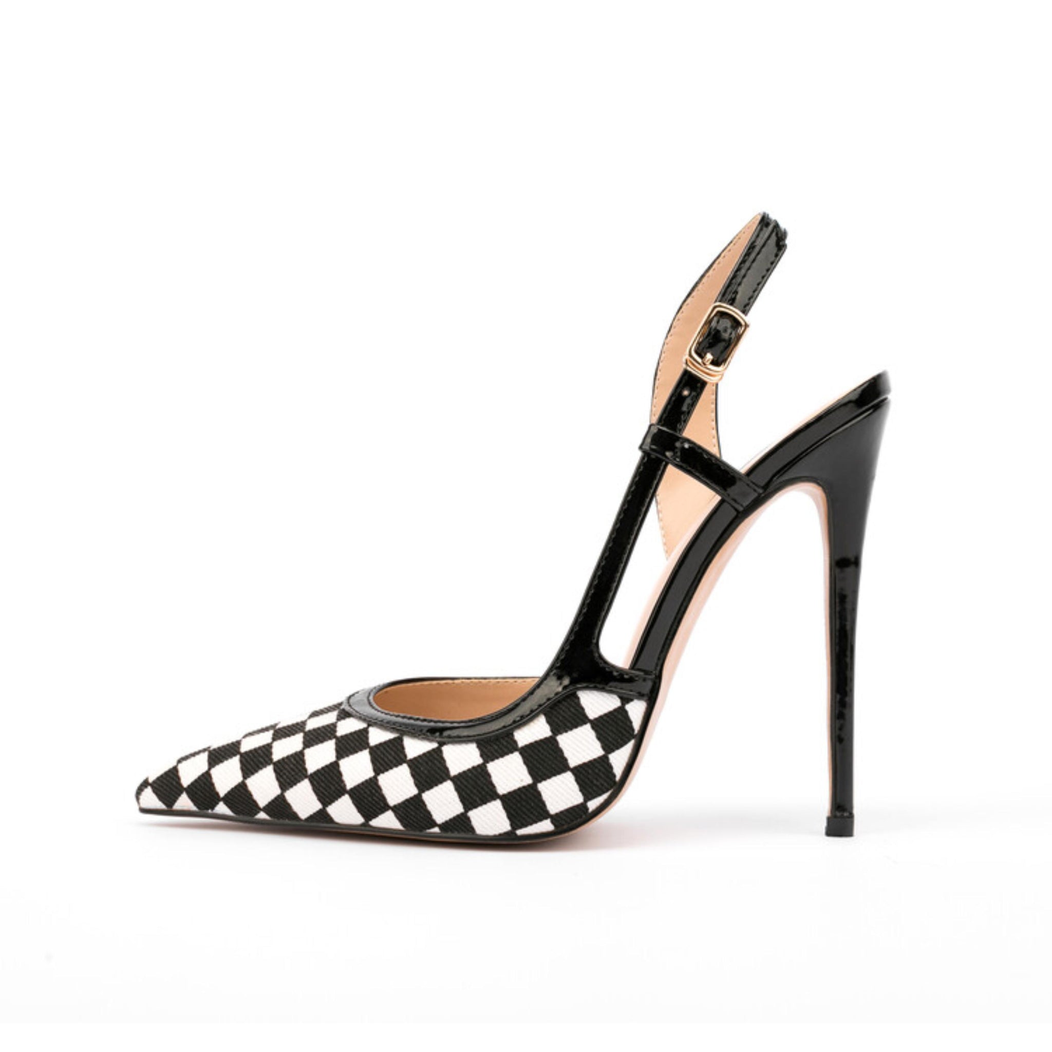 Black & White Stiletto Slingbacks Sandals Women