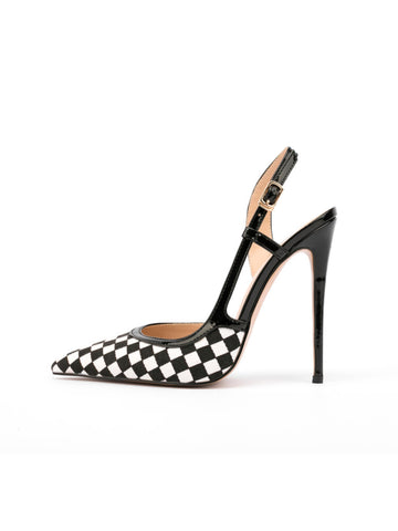 Black & White Stiletto Slingbacks Sandals Women