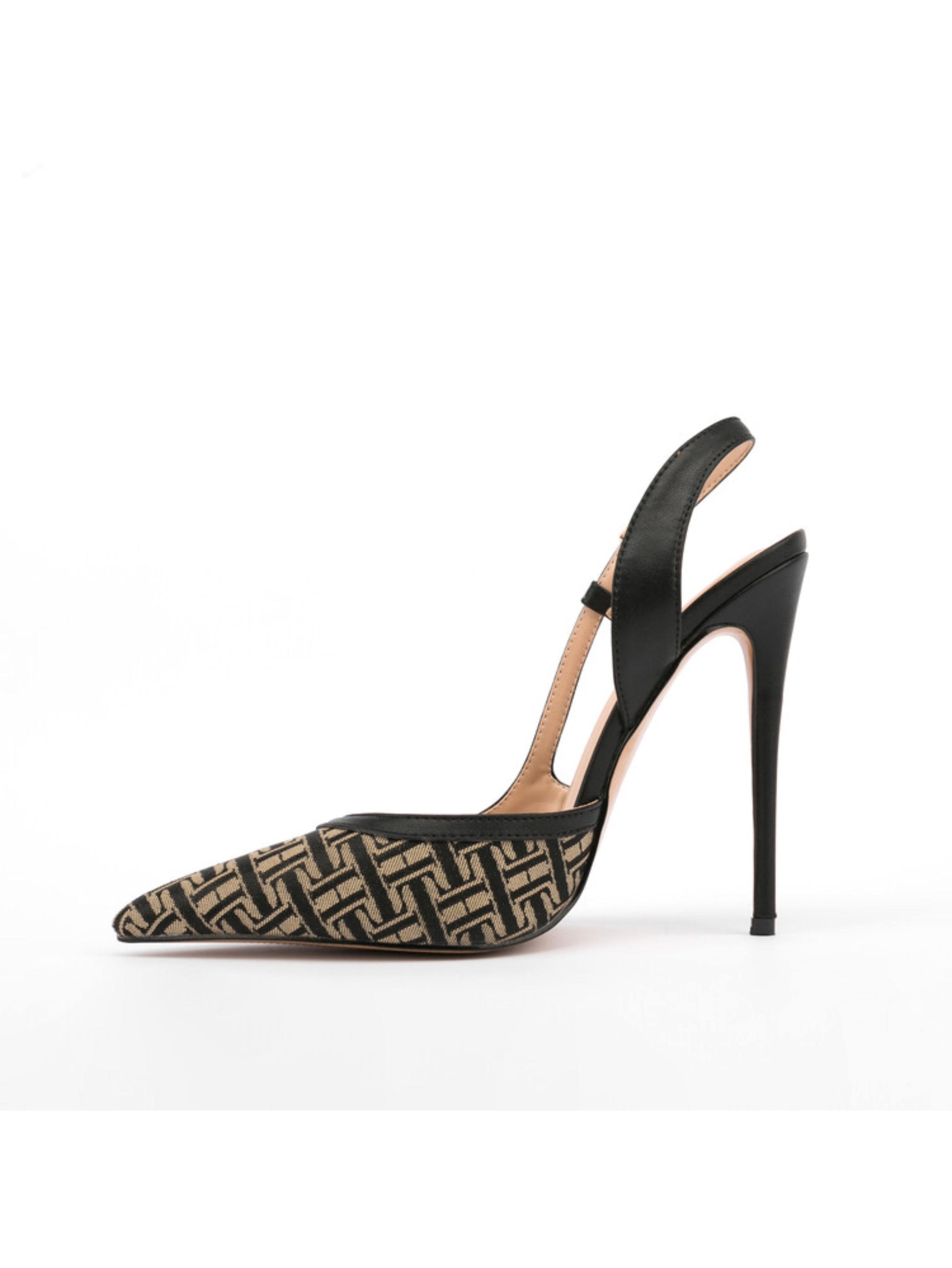 High-heeled shoe with a geometric pattern