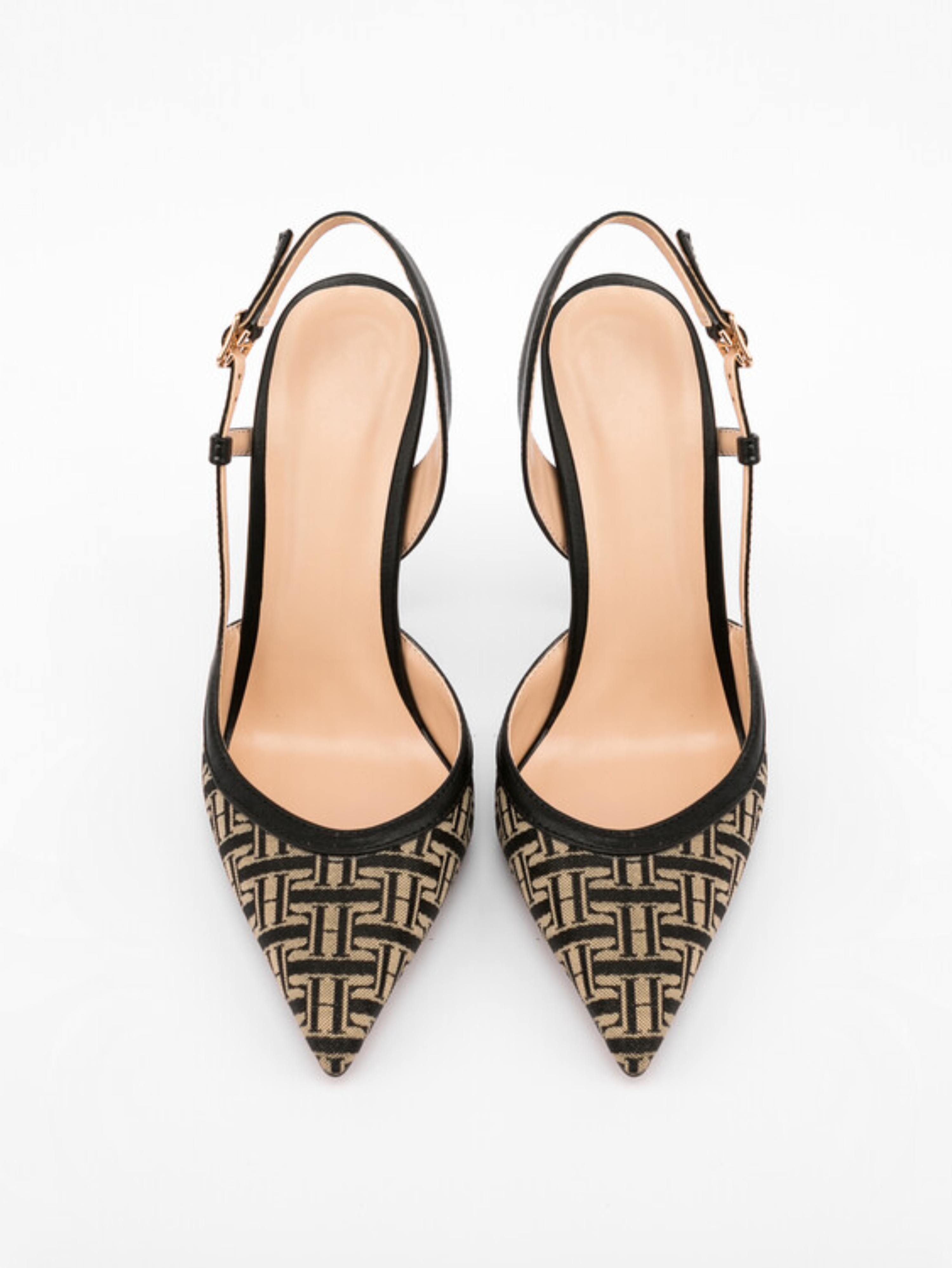 Elegant Monogram Slingback Women Sandals with Heels