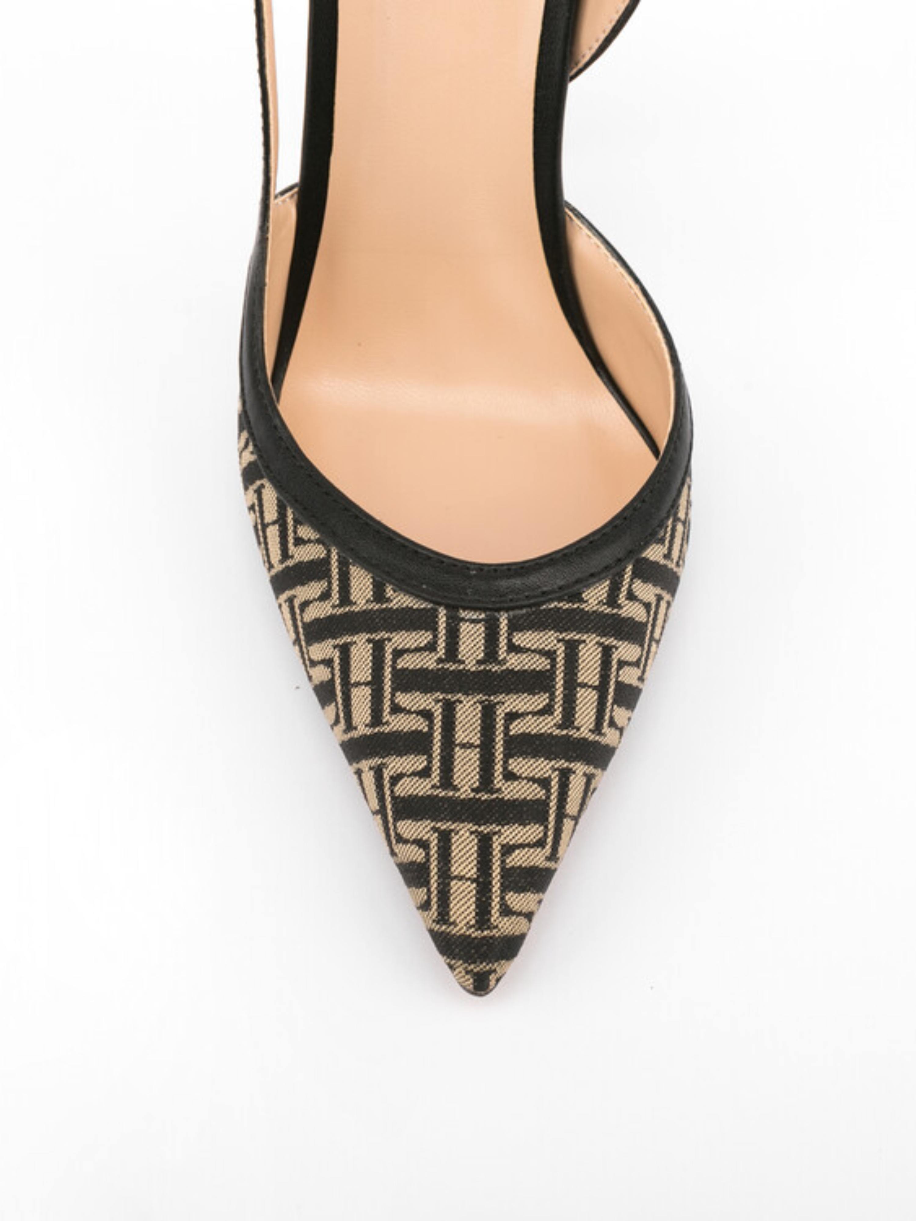 Elegant Monogram Slingback Women Sandals with Heels