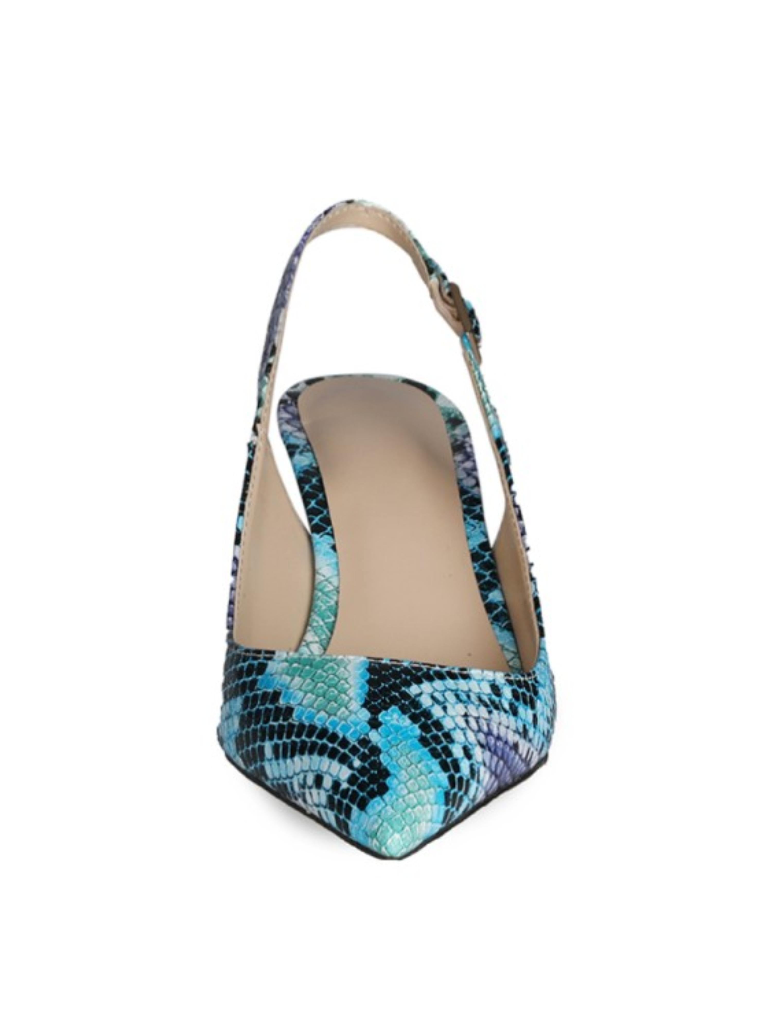 Snakeskin Pattern Slingback Pumps Blue Sandals for Women