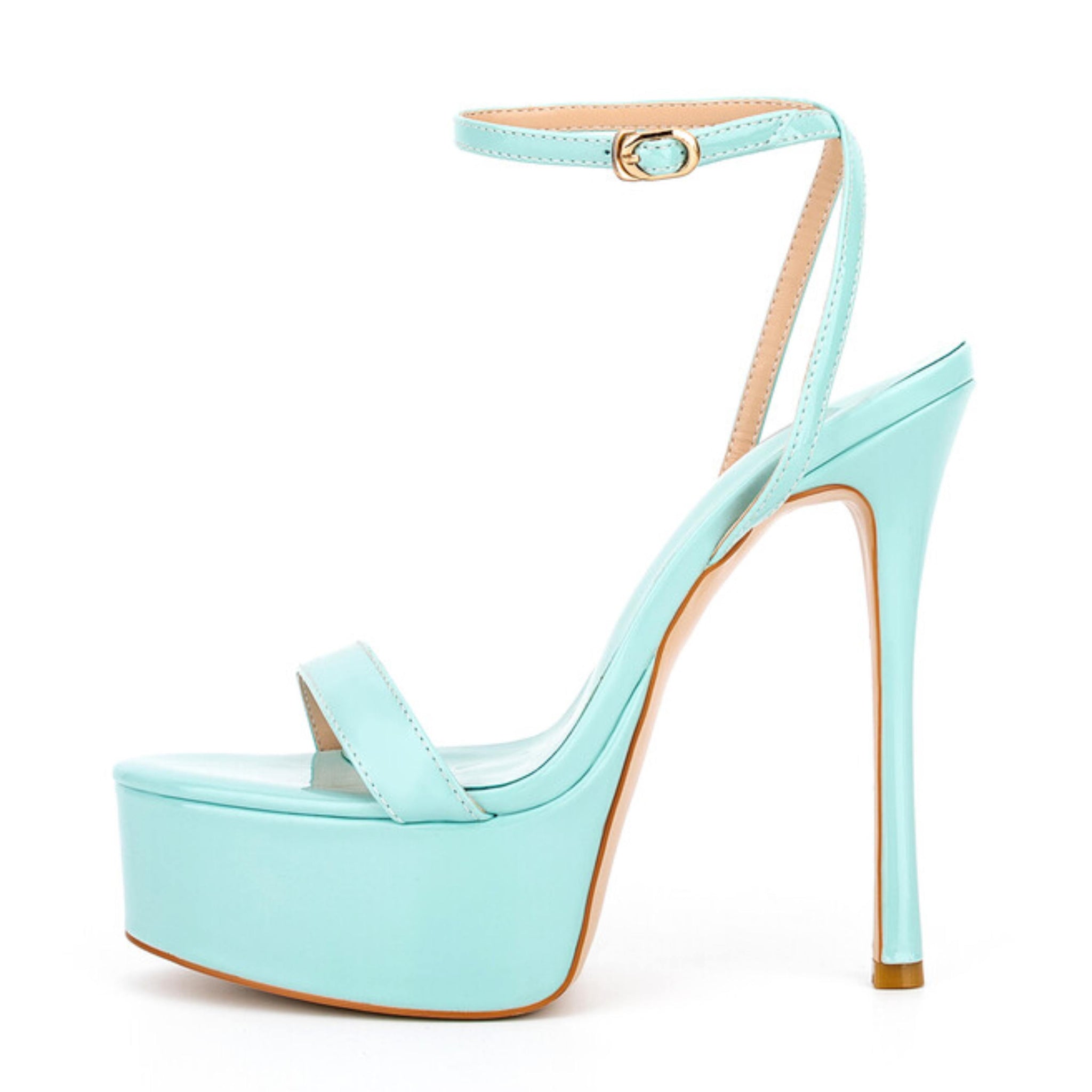 Blue Patent Platform Summer Sandals for Women