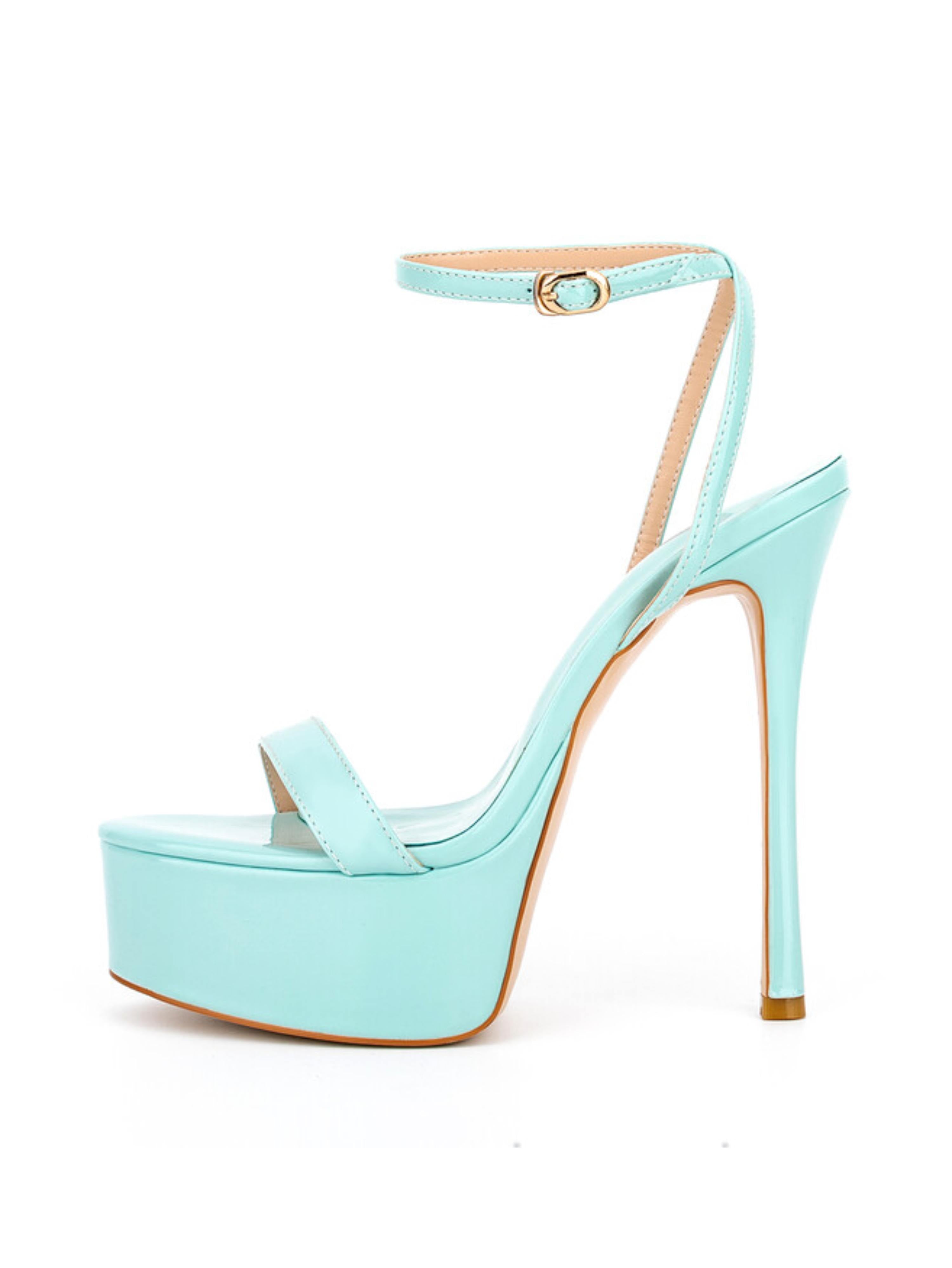 Blue Patent Platform Summer Sandals for Women