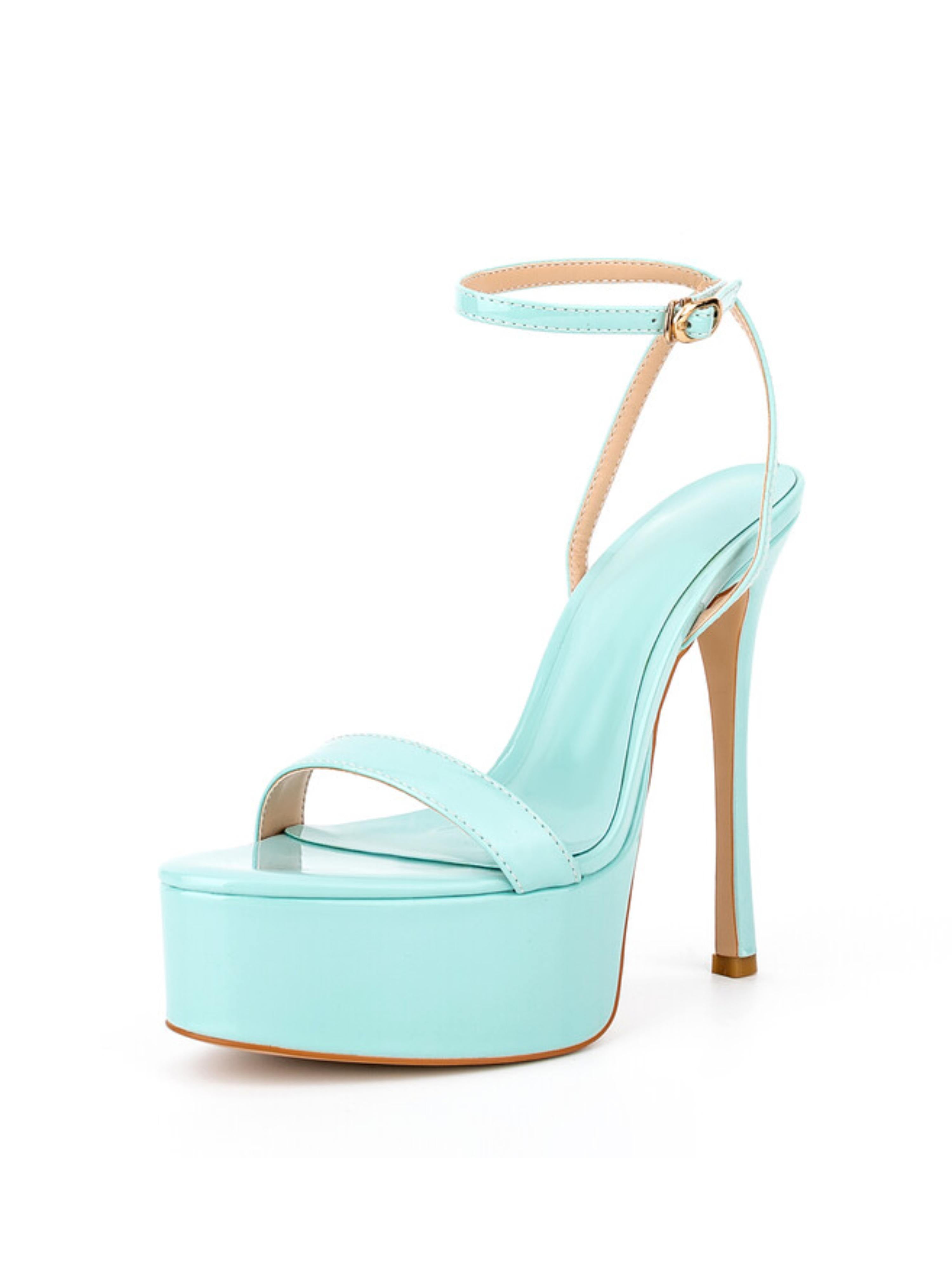 Blue Patent Platform Summer Sandals for Women