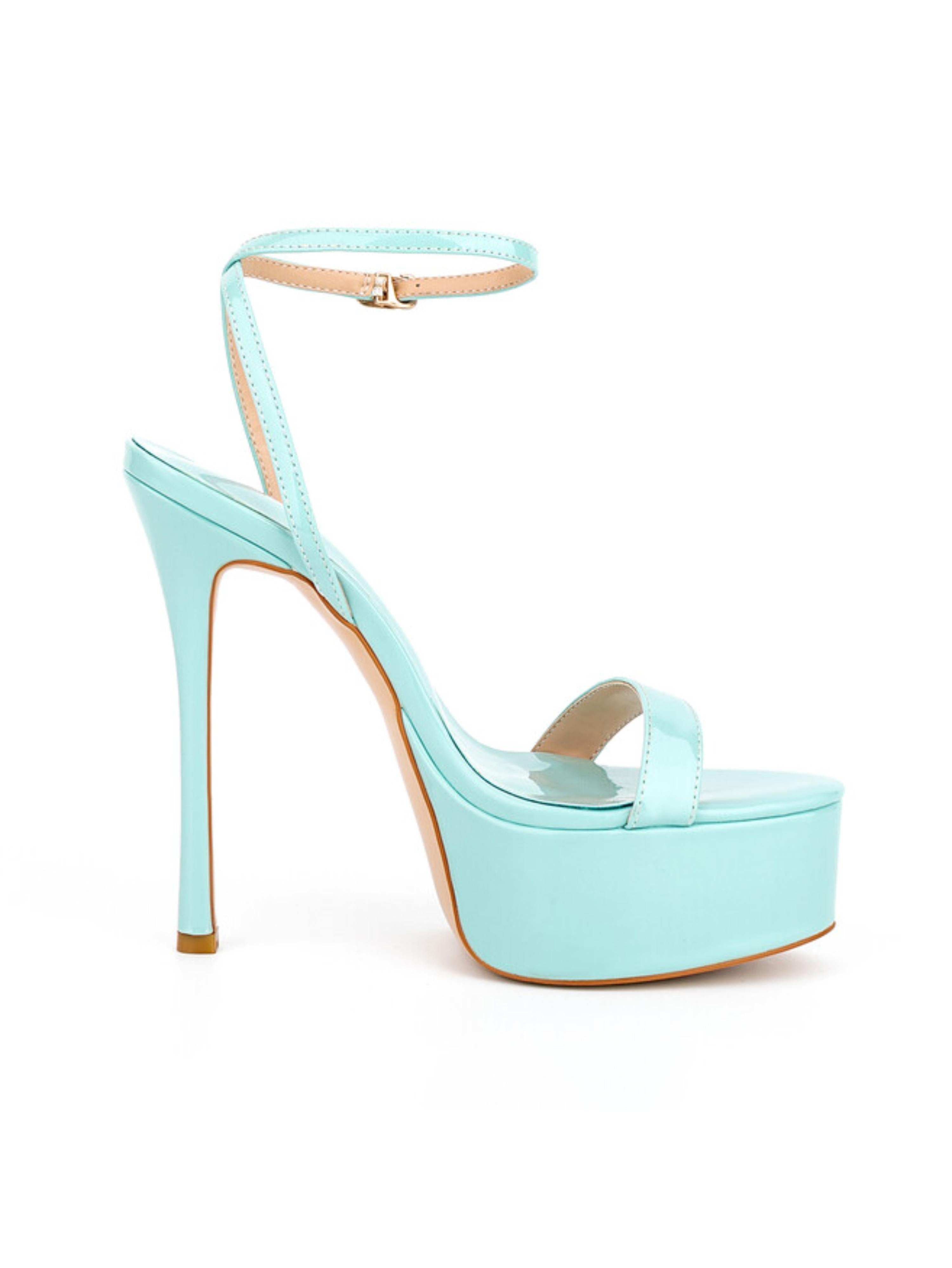 Blue Patent Platform Summer Sandals for Women