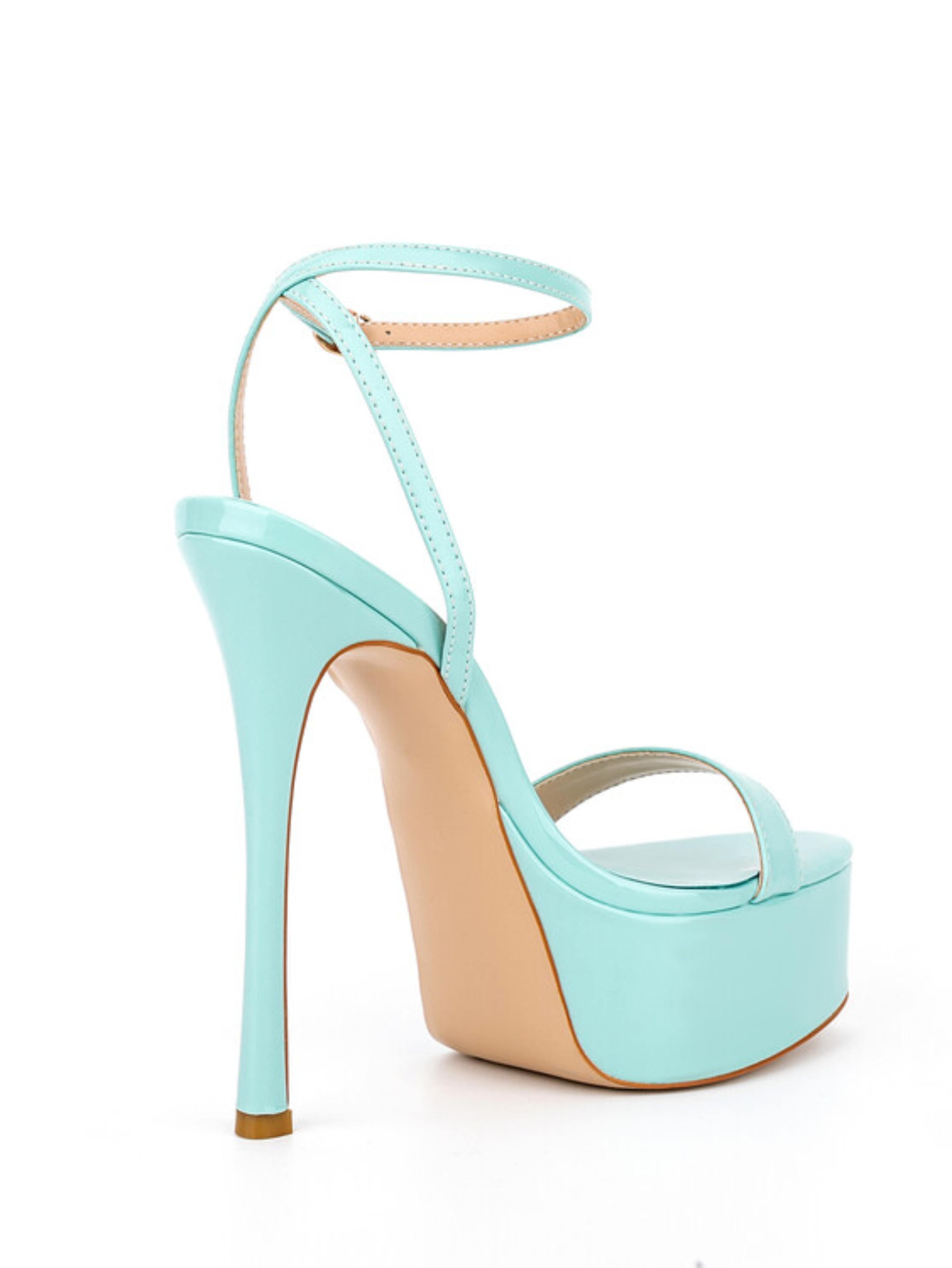 Blue Patent Platform Summer Sandals for Women