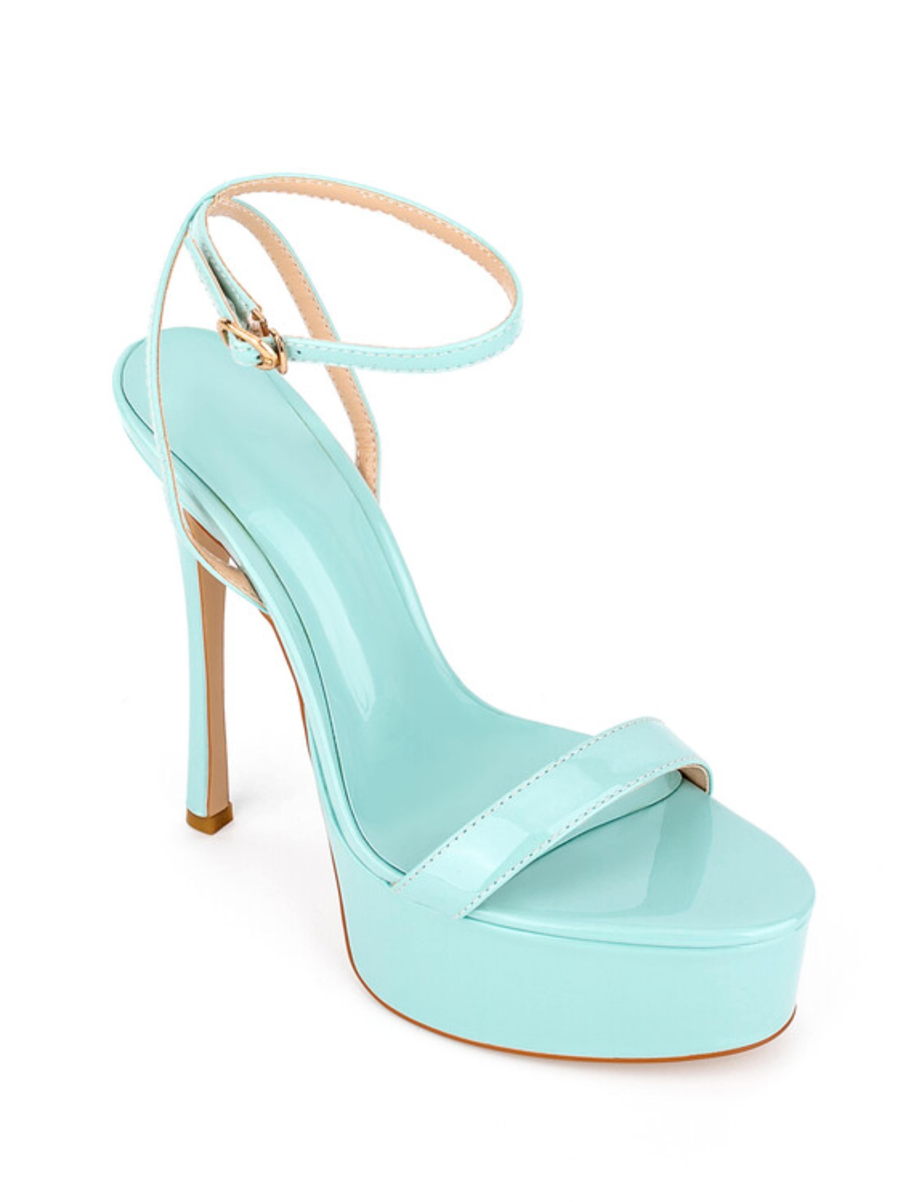 Blue Patent Platform Summer Sandals for Women