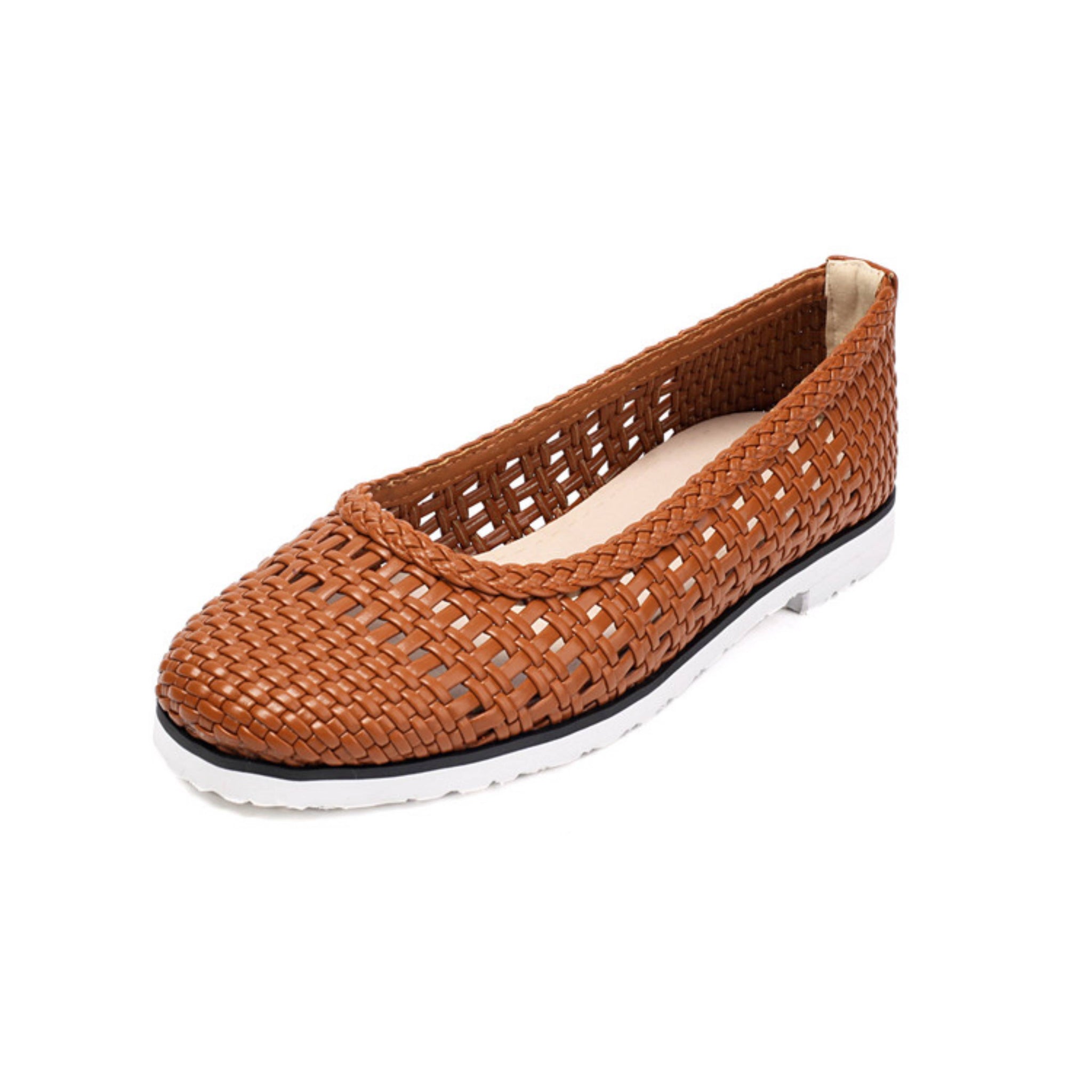 Breezy Woven Brown Slip-On Sandals for Women