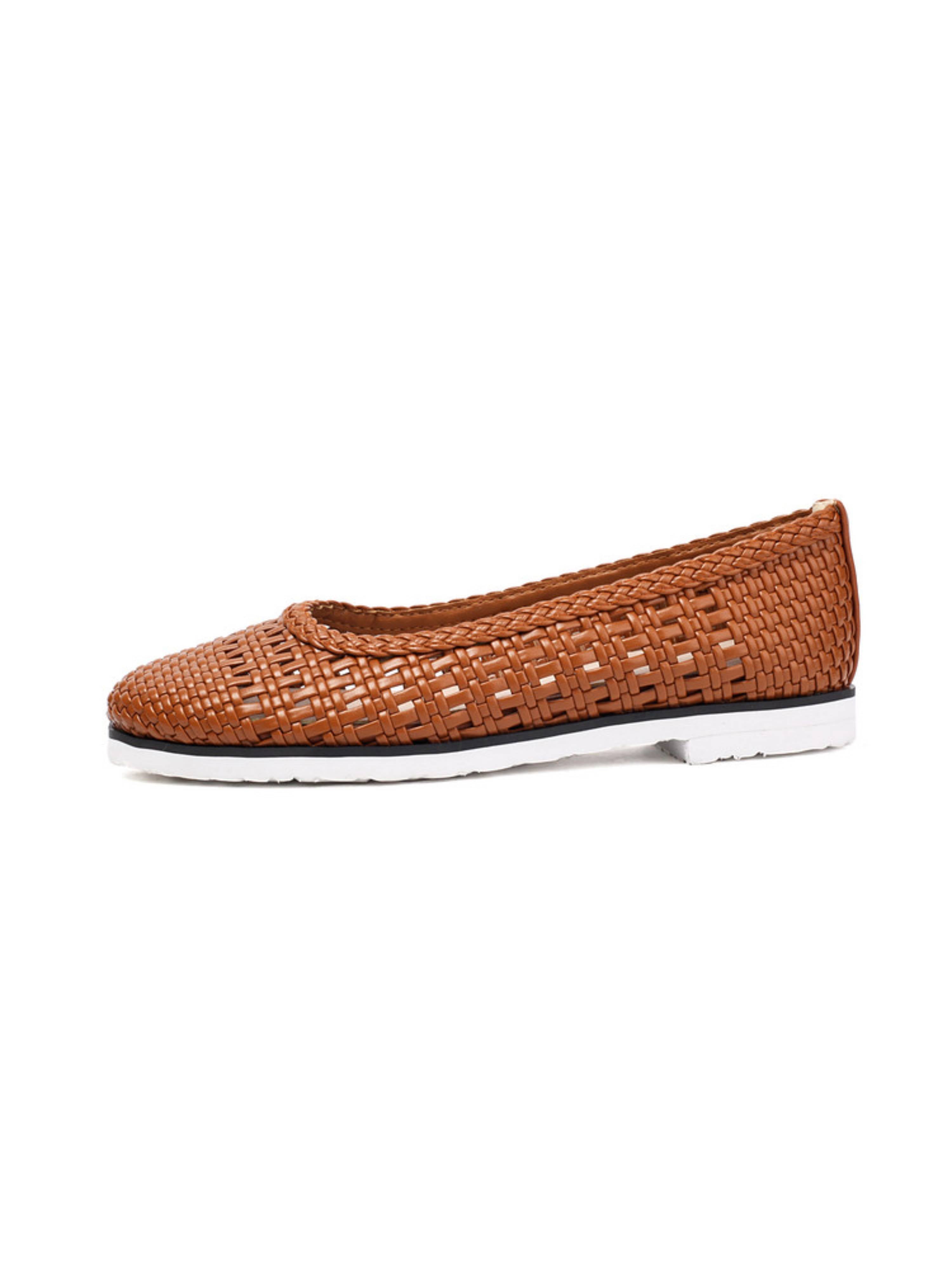 Breezy Woven Brown Slip-On Sandals for Women