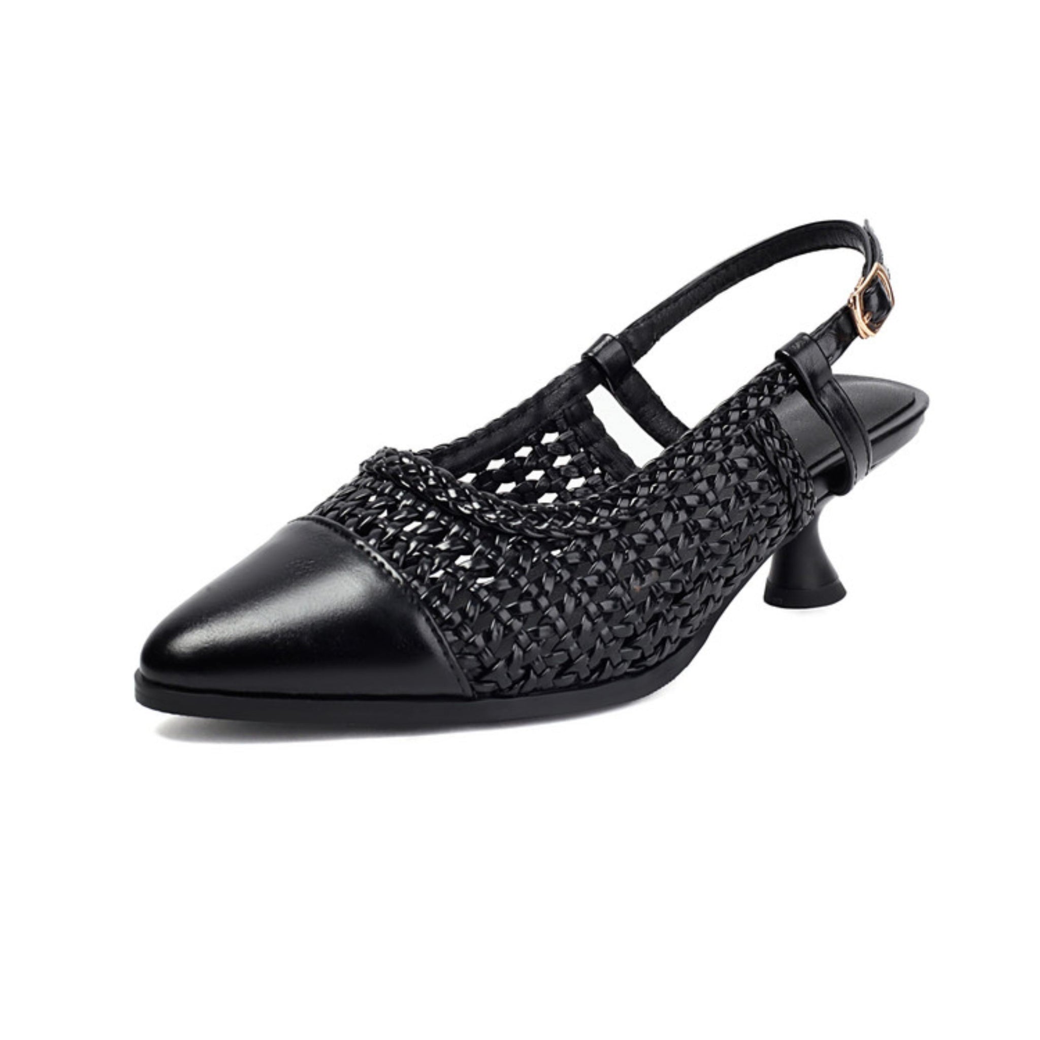 Pointed Toe Slingback for Effortless Elegance Women Black Sandals