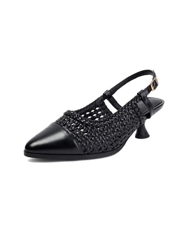 Pointed Toe Slingback for Effortless Elegance Women Black Sandals