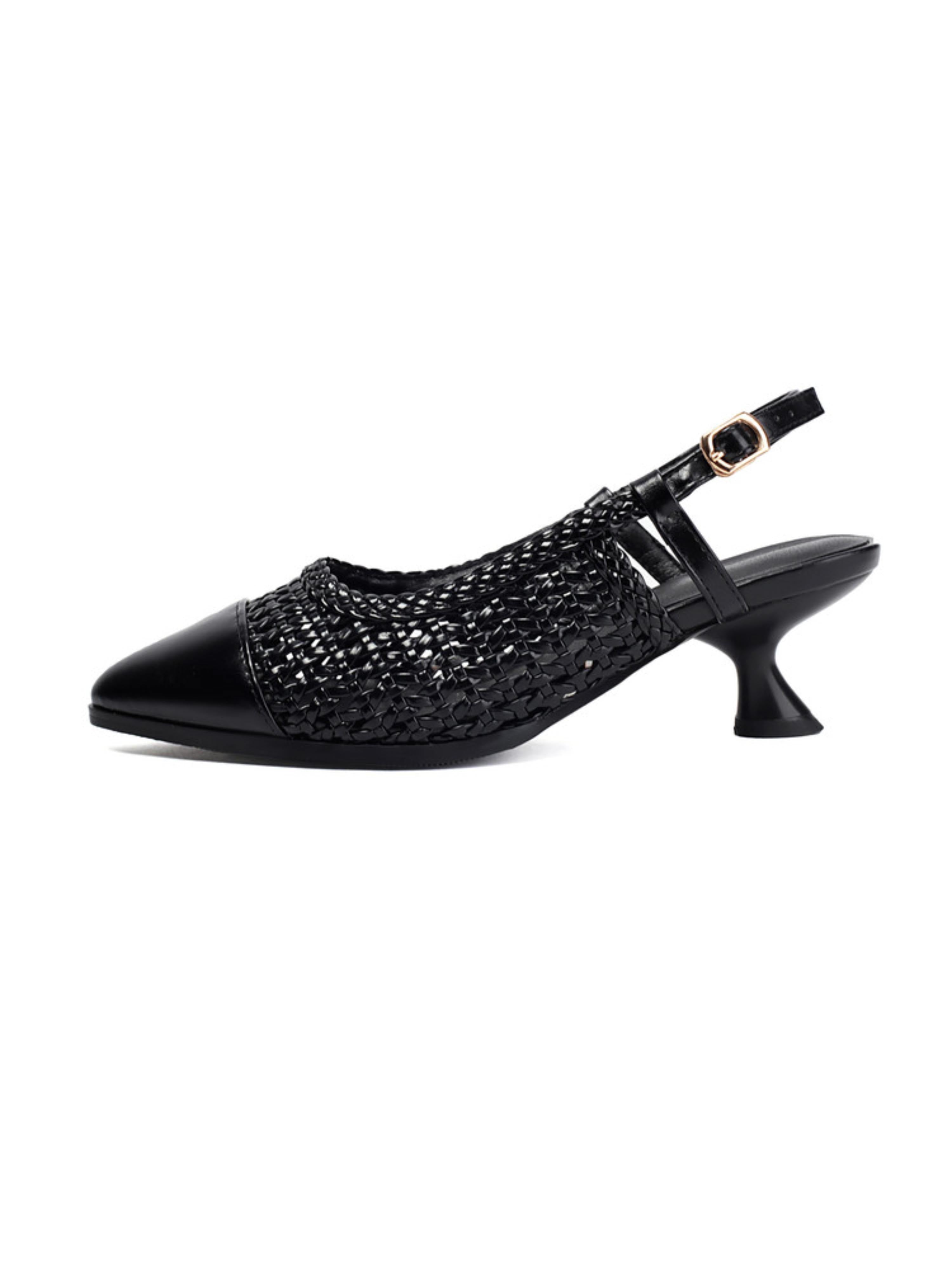 Pointed Toe Slingback for Effortless Elegance Women Black Sandals