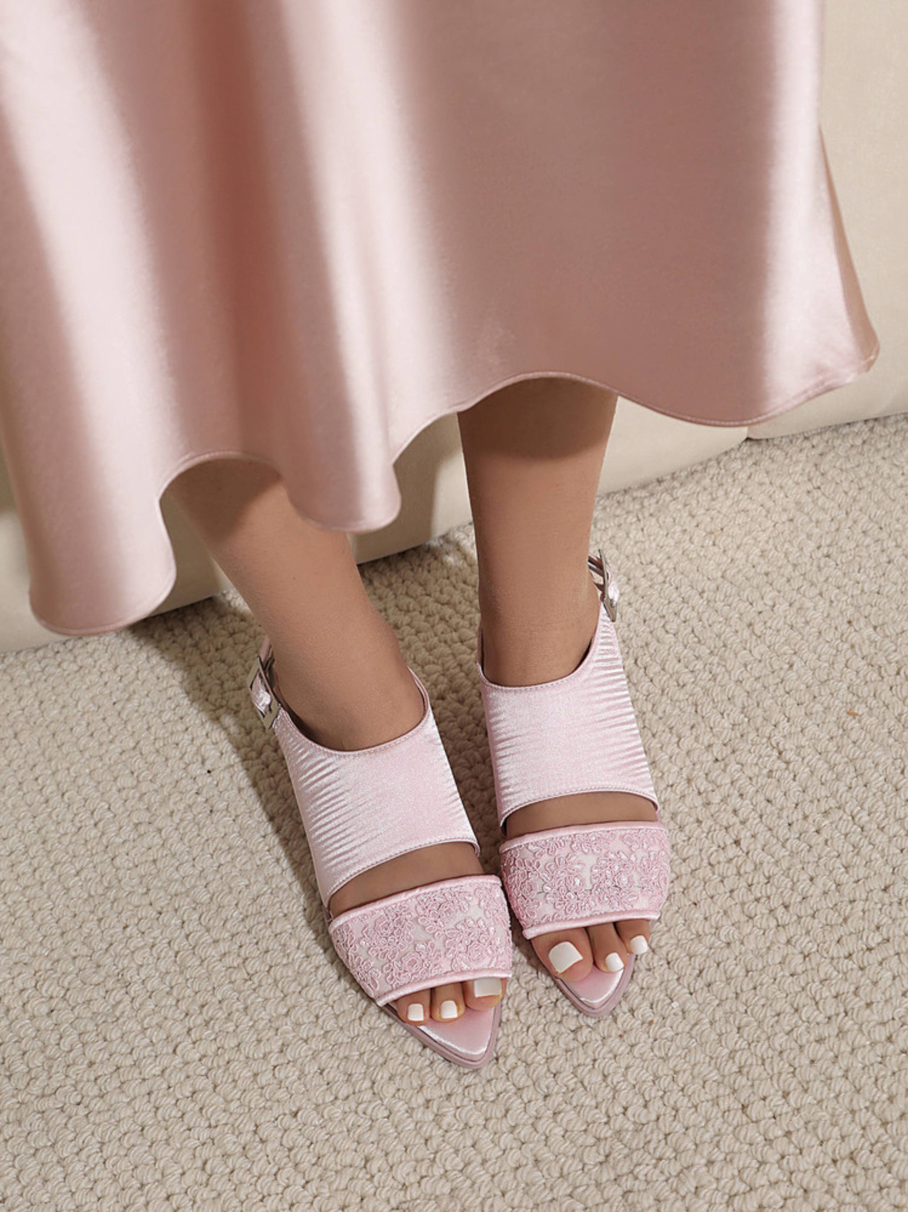 Stylish Satin with Adjustable Buckle Slingback Dressy Sandals for Women