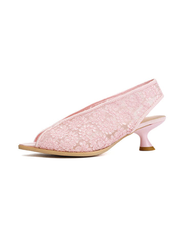 Delicate Floral Lace Detailing Soft Pink Sandals for Women