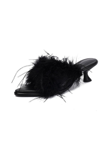 Midnight Feather Flare Mules Women Sandals