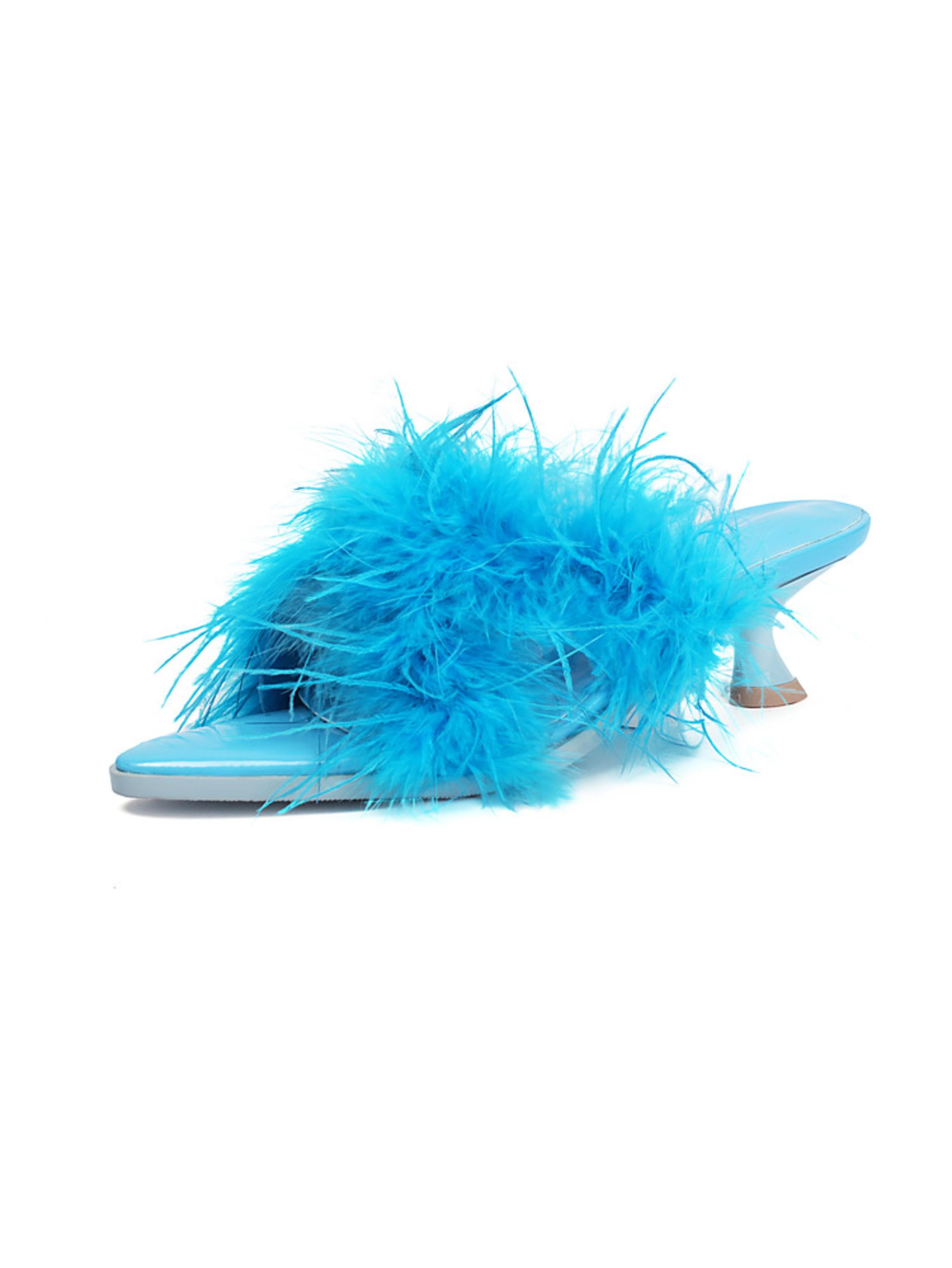 Fur Luxe Mules Low Heels Sandals for Women