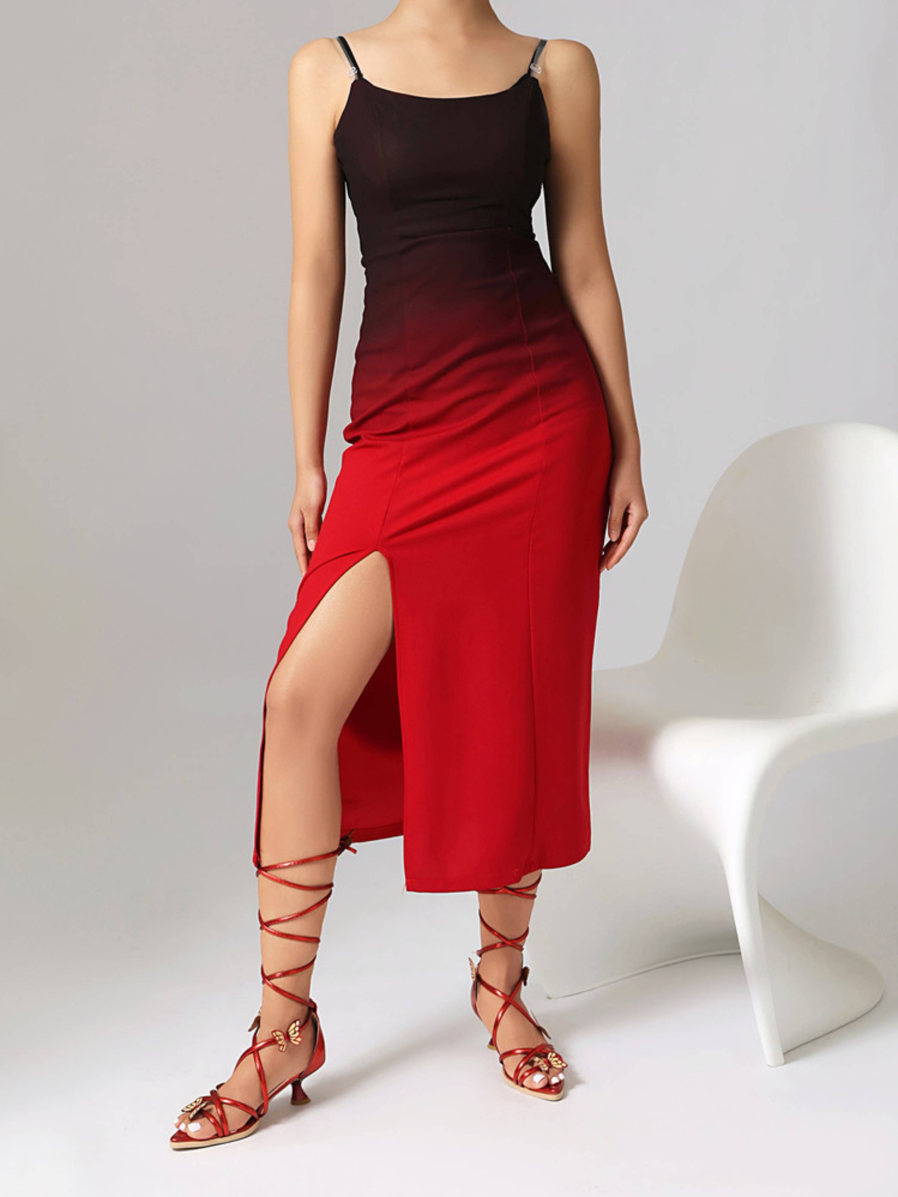 Metallic Red Butterfly Strappy Low Heel Sandals for Women