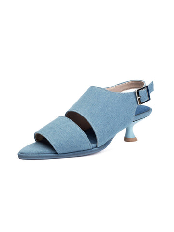 Textured Fabric Open-Toe Women Blue Sandals