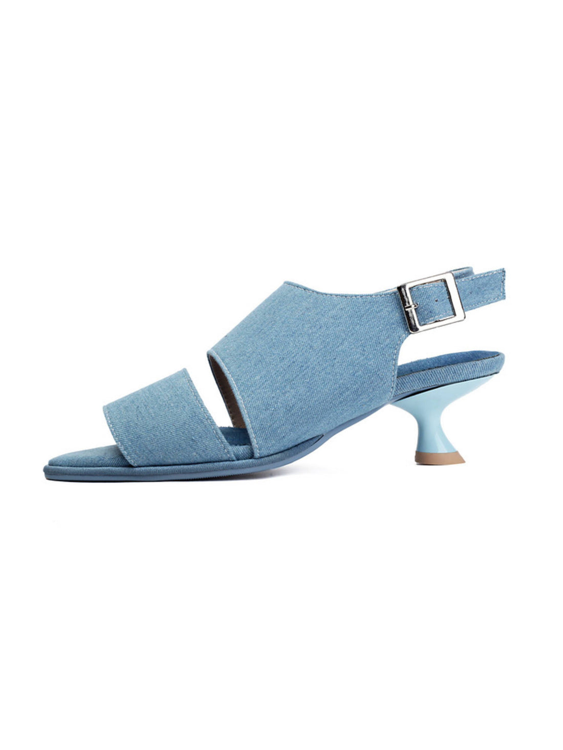 Textured Fabric Open-Toe Women Blue Sandals