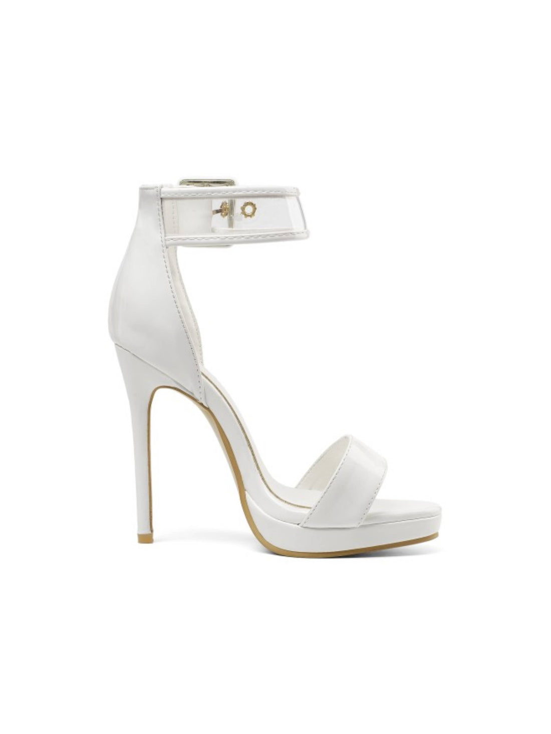 Elegant Glossy Finish Stiletto Women's White Sandals