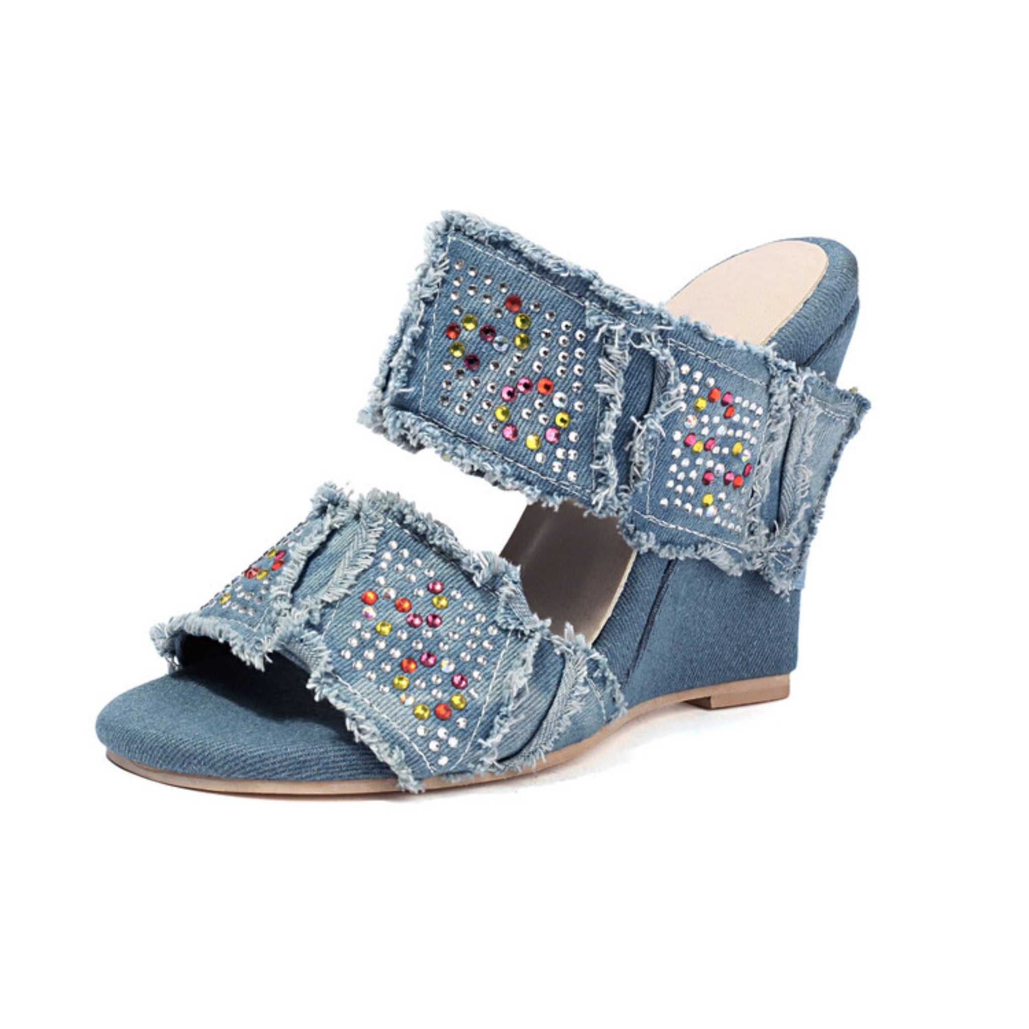 Casual Fabric with Glam Accents Wedge Sandals for Women