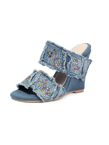 Casual Fabric with Glam Accents Wedge Sandals for Women