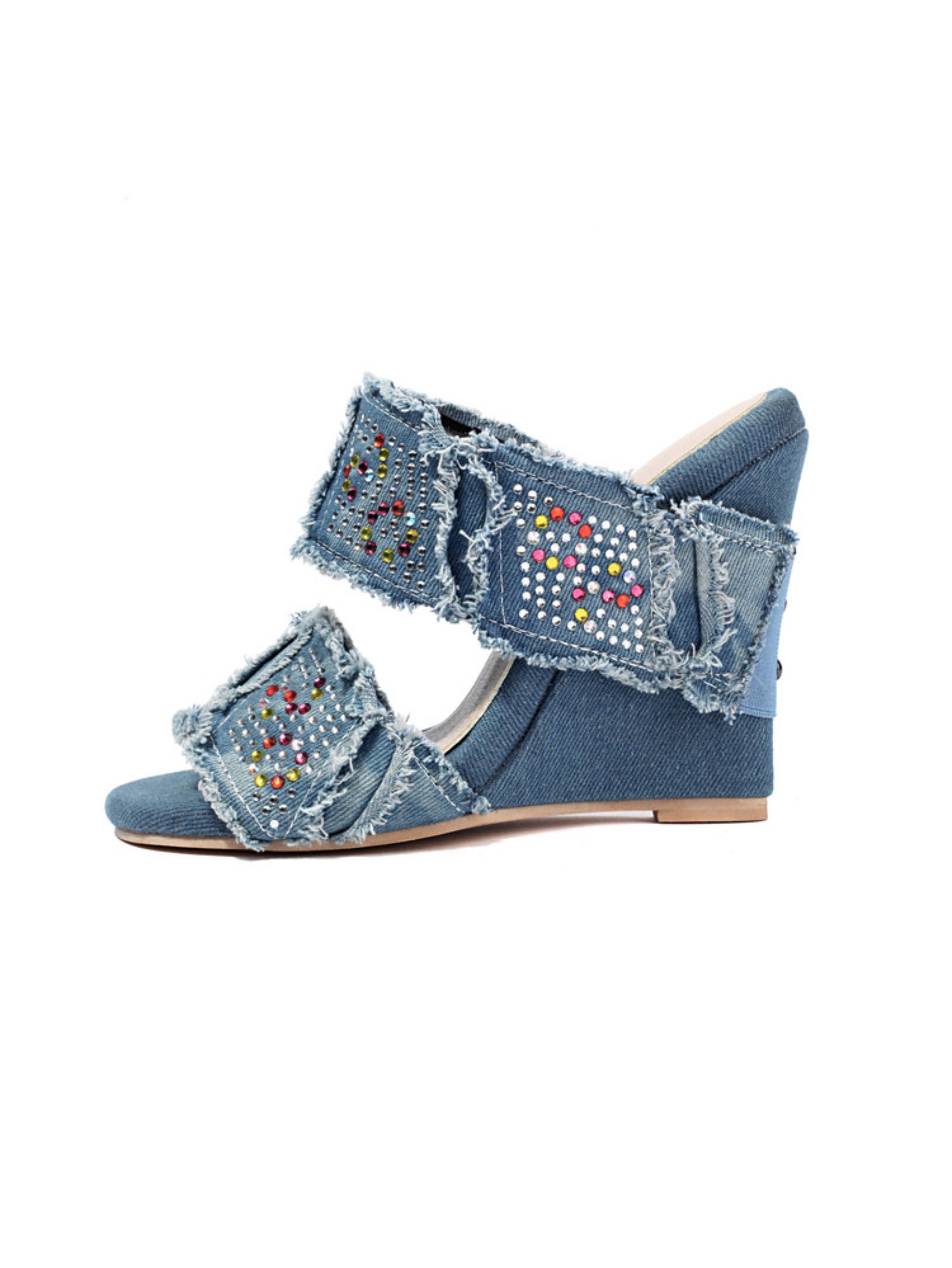 Casual Fabric with Glam Accents Wedge Sandals for Women