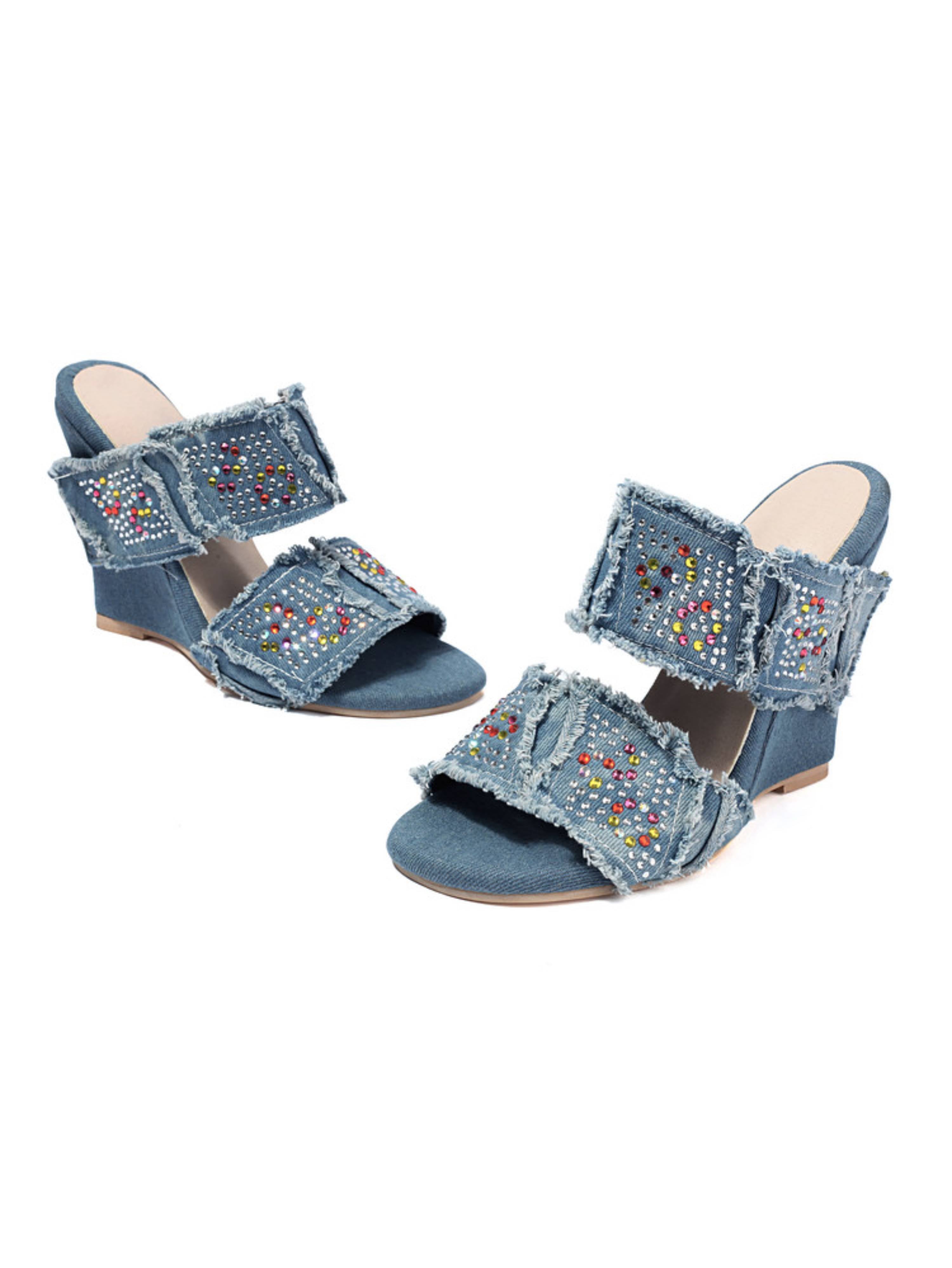 Casual Fabric with Glam Accents Wedge Sandals for Women