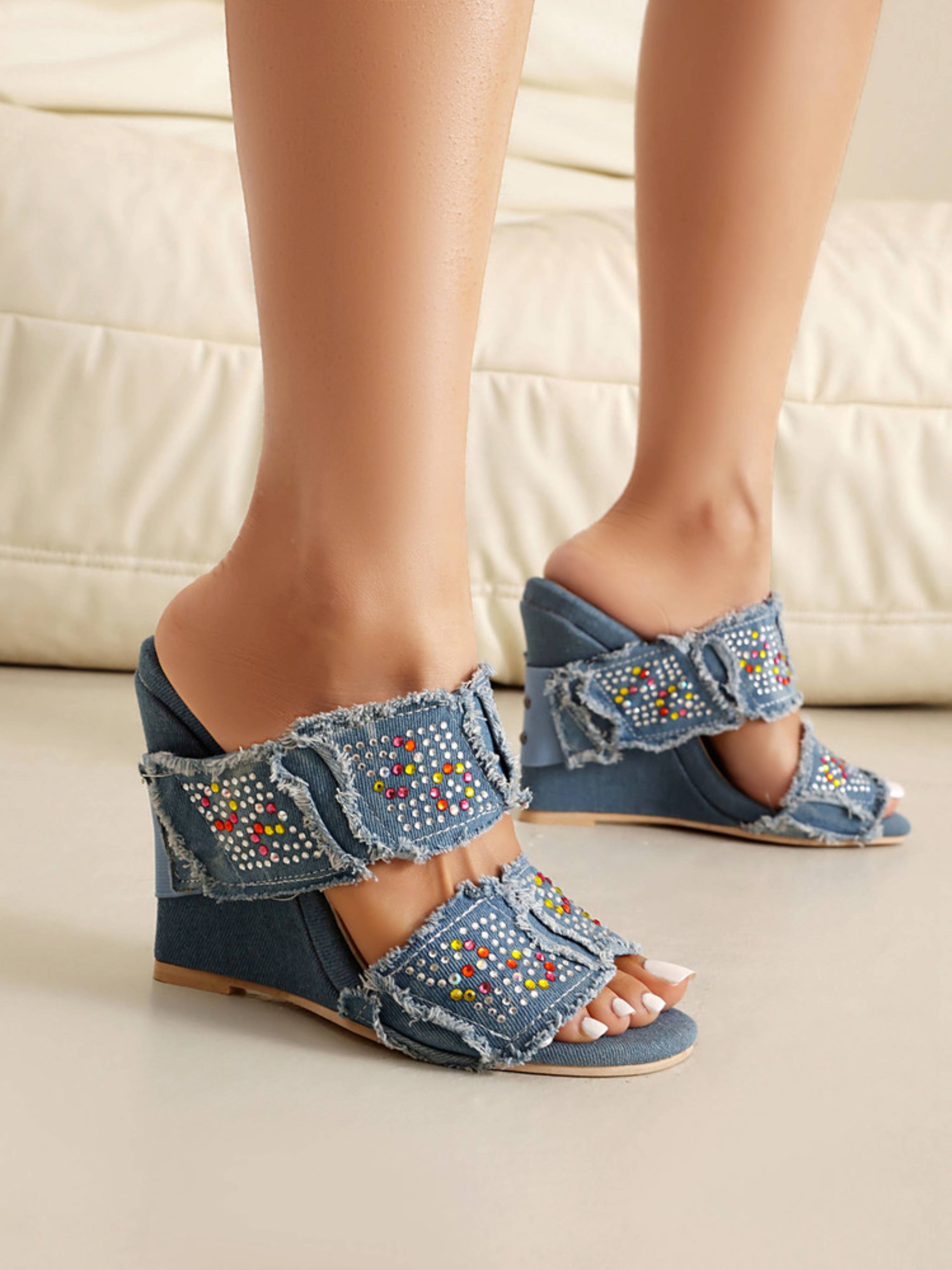 Casual Fabric with Glam Accents Wedge Sandals for Women
